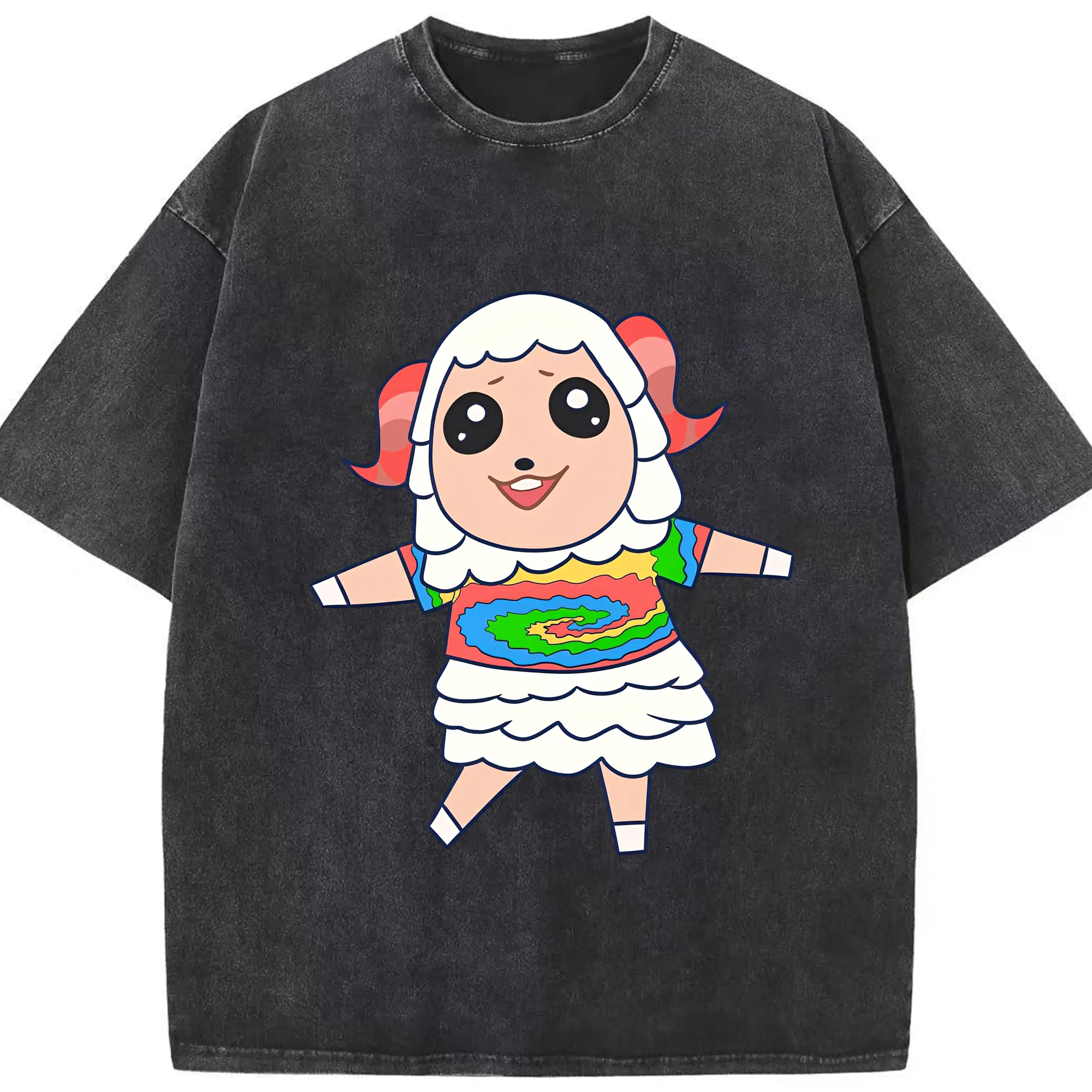 【新作】ちゃちゃまる ファン必見 - 綿100％ ヴィンテージ風 半袖Tシャツ ・ フロントプリント ・ 柔らか肌触り ・ 通気性 快適 ・ スポーツ カジュアル 外出用