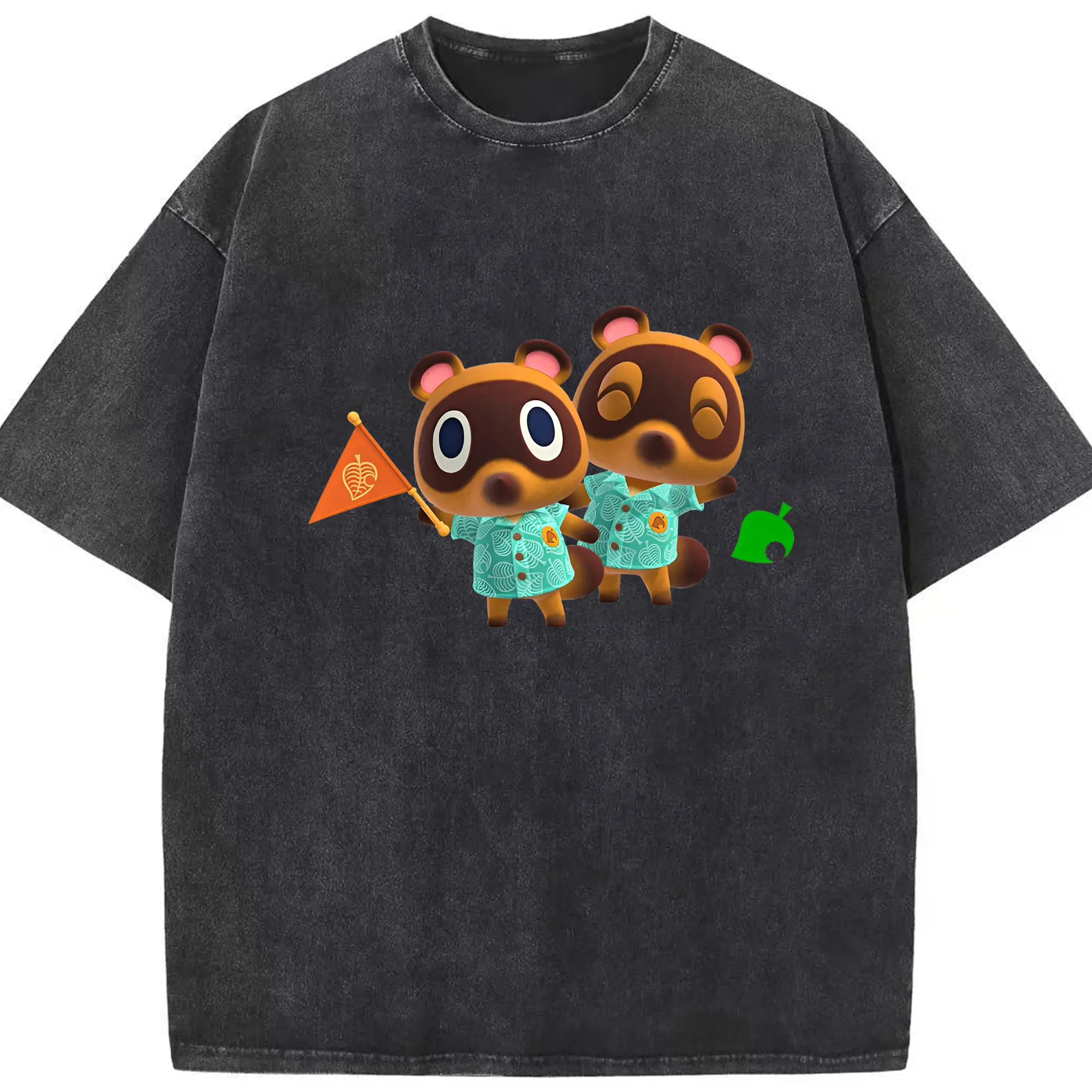 【人気急上昇】たぬきち グッズ風デザイン - 綿100％ ヴィンテージ風 半袖Tシャツ ・ フロントプリント ・ 柔らか肌触り ・ 通気性 快適 ・ スポーツ カジュアル 外出用