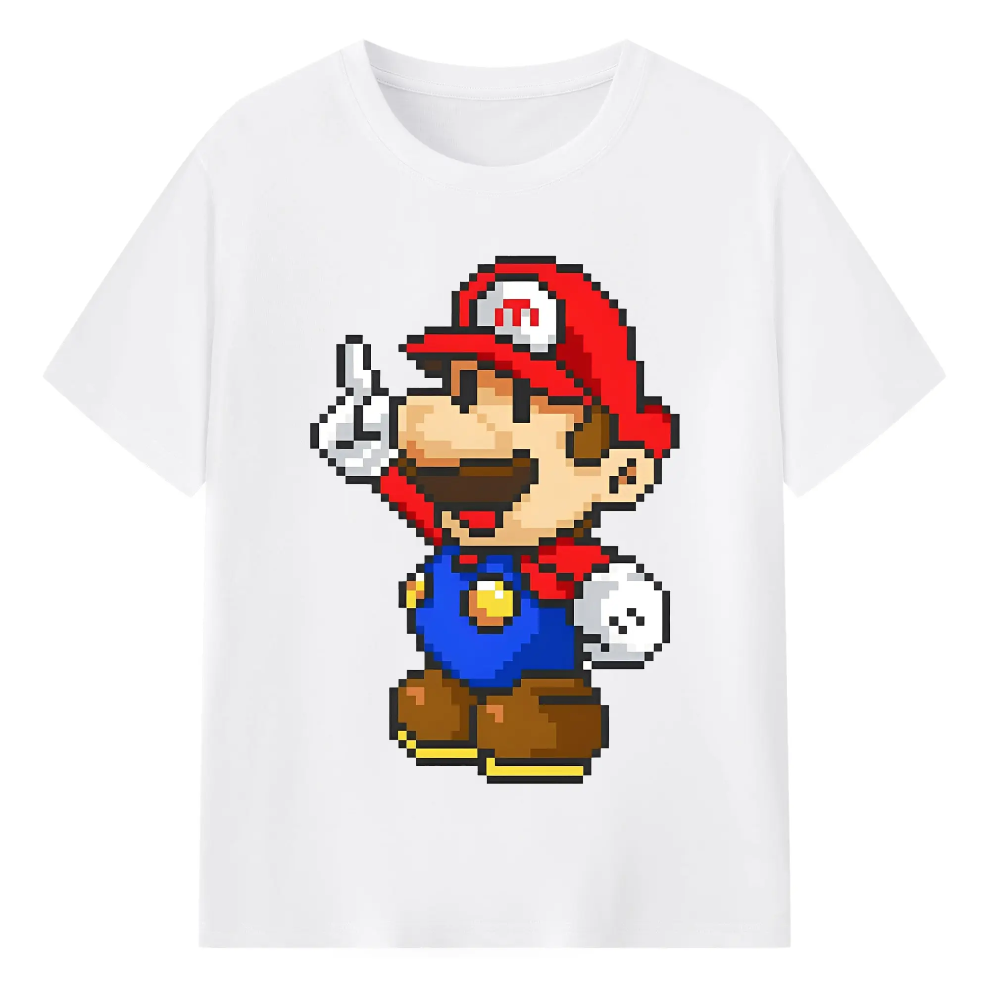 【ファン必見】マリオ グッズ風 - 綿100％ 半袖Tシャツ ・ フロントプリント ・ 快適 通気性 ・ 日常使い 散歩 スポーツ用