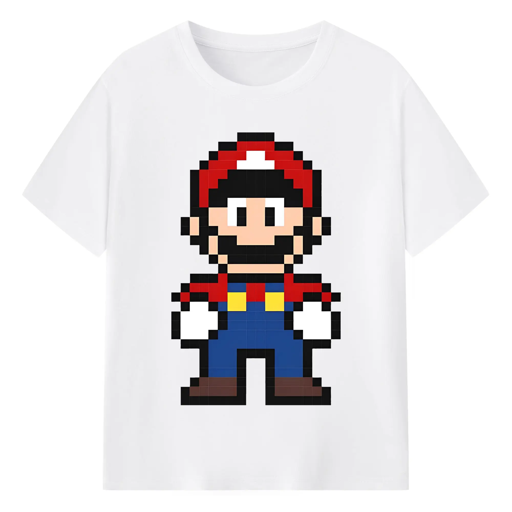 マリオ ピクセルポップ アート - 綿100％ 半袖Tシャツ ・ フロントプリント ・ 快適 通気性 ・ 日常使い 散歩 スポーツ用
