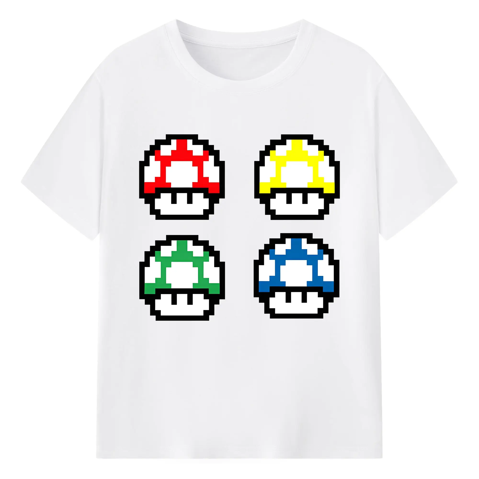 懐かしの8ビットキノピオ ピクセルアート - 綿100％ 半袖Tシャツ ・ フロントプリント ・ 快適 通気性 ・ 日常使い 散歩 スポーツ用