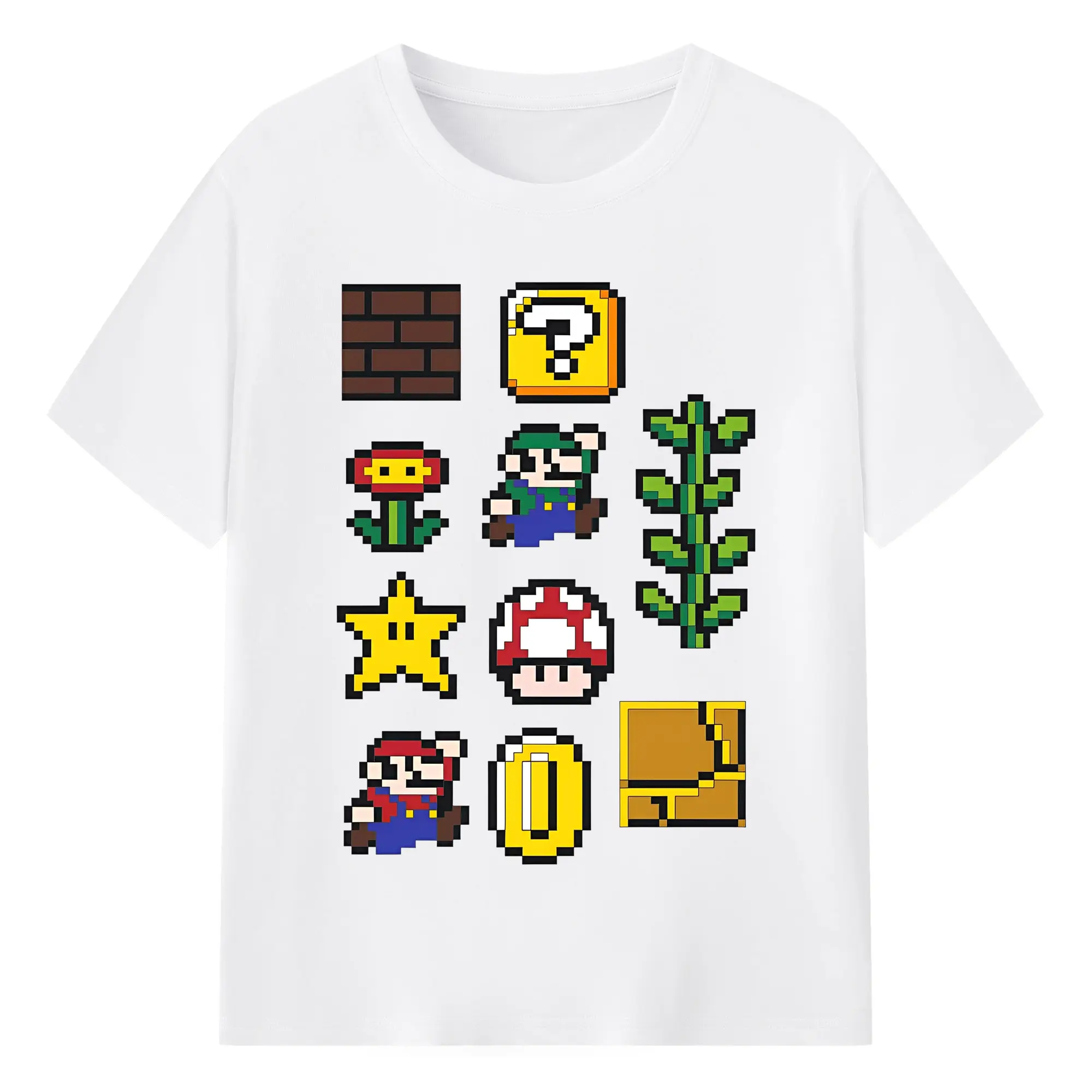 【新作】マリオ キャラクターズ コレクション - 綿100％ 半袖Tシャツ ・ フロントプリント ・ 快適 通気性 ・ 日常使い 散歩 スポーツ用