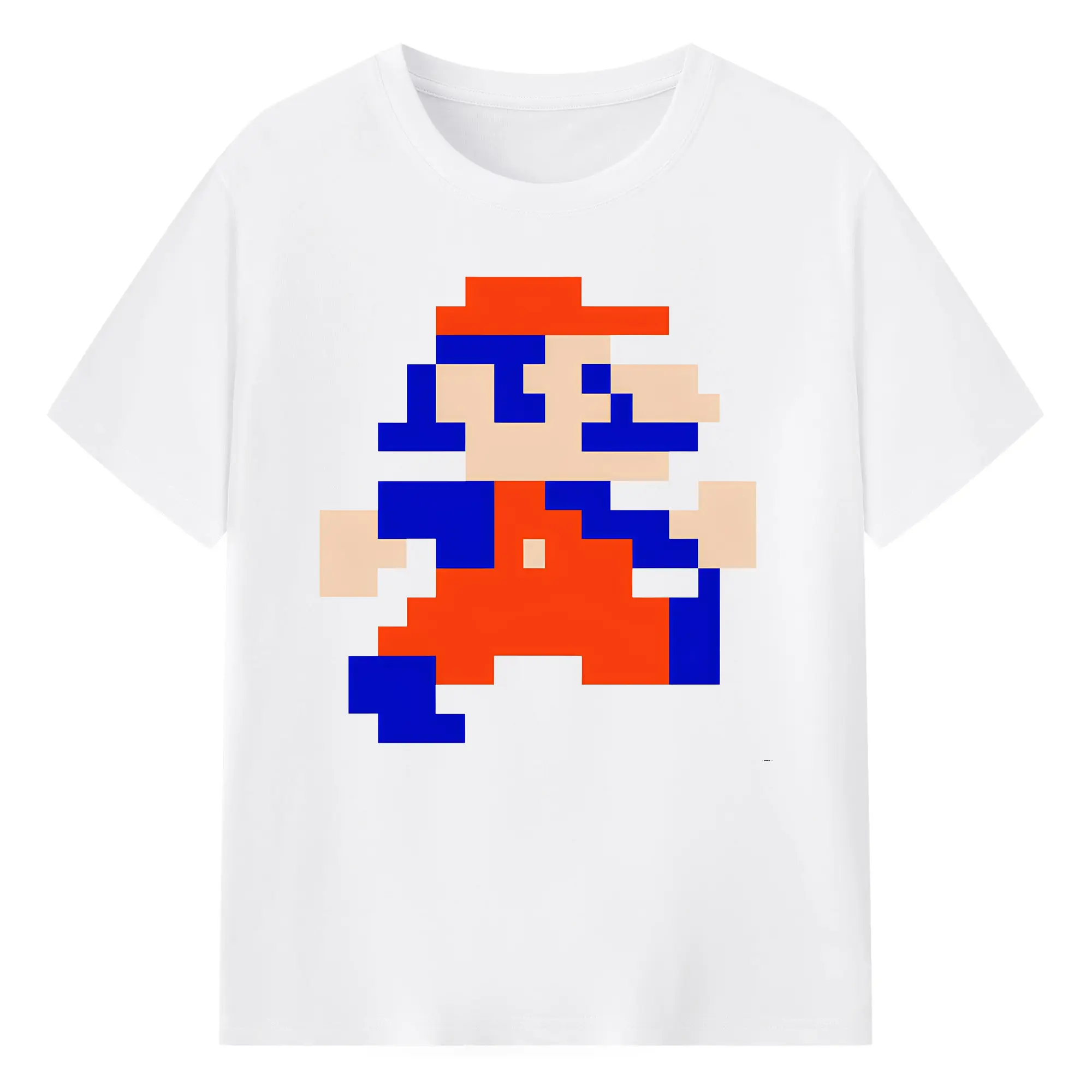 スーパーマリオ 8ビット 限定グラフィック - 綿100％ 半袖Tシャツ ・ フロントプリント ・ 快適 通気性 ・ 日常使い 散歩 スポーツ用