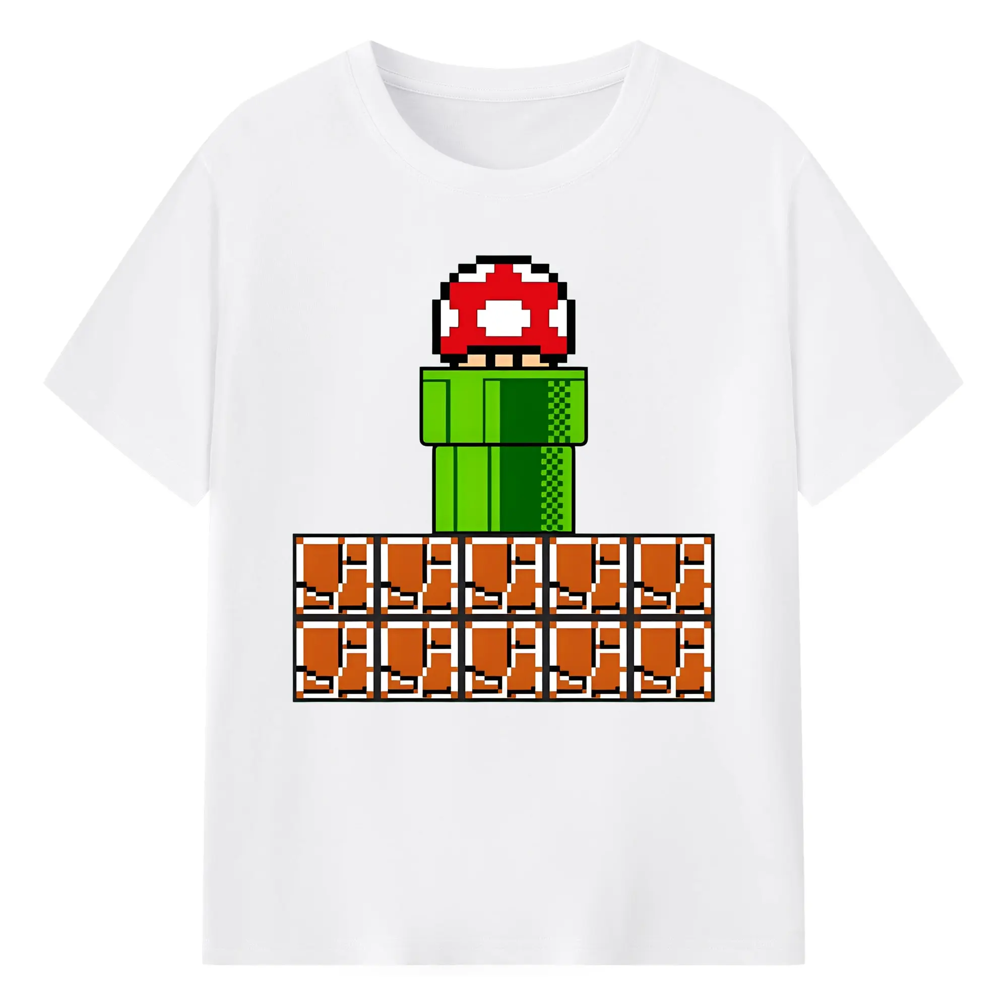 限定キノピオ 8ビットドット絵 - 綿100％ 半袖Tシャツ ・ フロントプリント ・ 快適 通気性 ・ 日常使い 散歩 スポーツ用