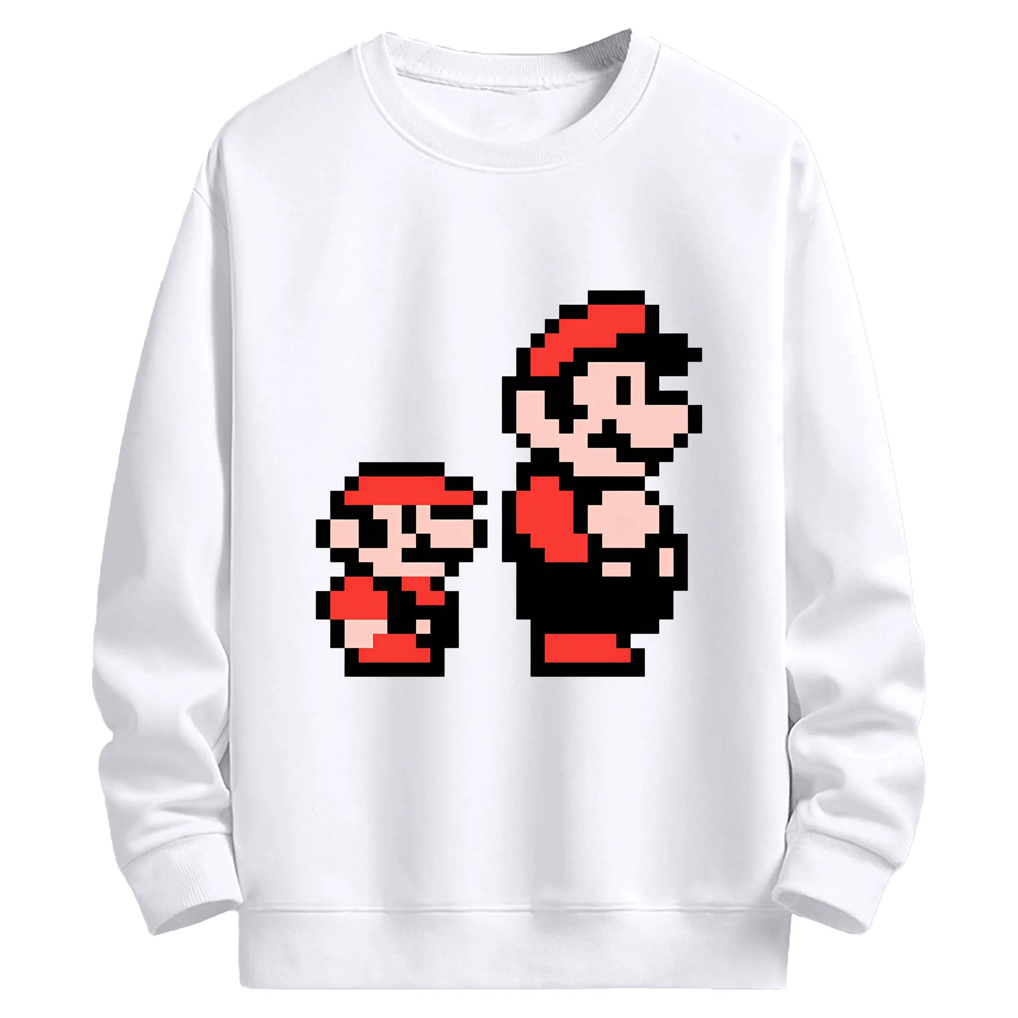 マリオブラザーズ クラシック ピクセル - 高品質 クルーネック スウェット ・ コットン59％ ポリエステル41％ ・ ユニセックス 長袖 トレーナー ・ カジュアル デイリー スポーツ 散歩用