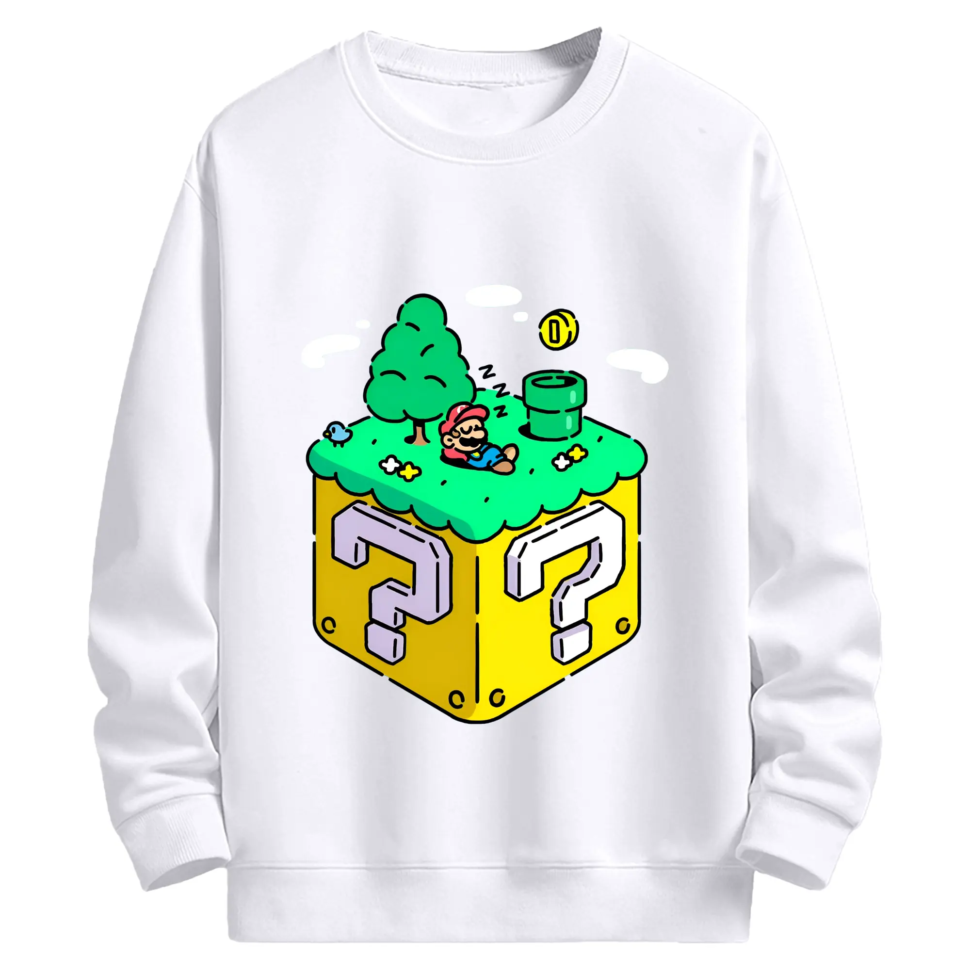 スーパーマリオブラザーズ ピクセルキャラ 限定 - 高品質 クルーネック スウェット ・ コットン59％ ポリエステル41％ ・ ユニセックス 長袖 トレーナー ・ カジュアル デイリー スポーツ 散歩用