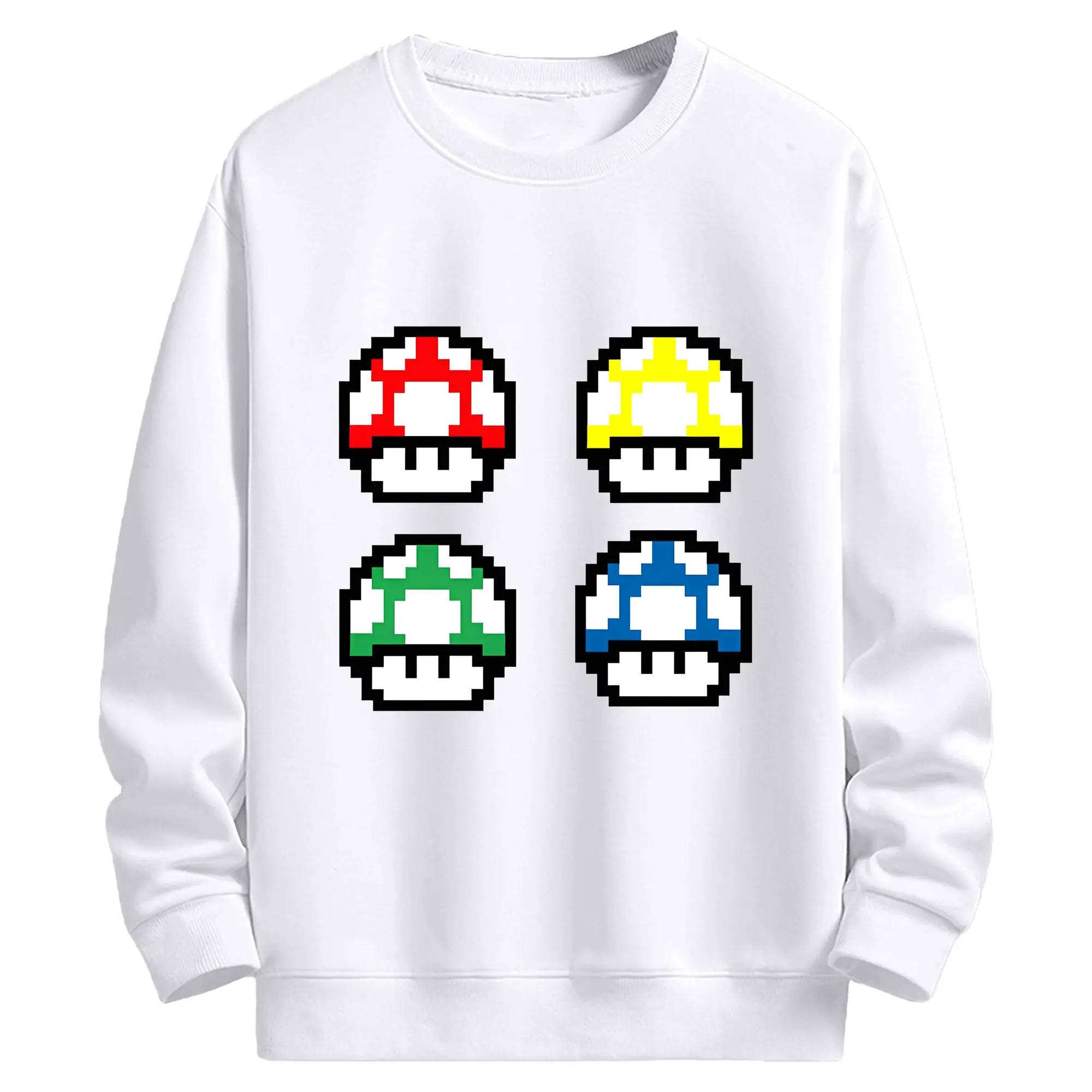 懐かしの8ビットキノピオ ピクセルアート - 高品質 クルーネック スウェット ・ コットン59％ ポリエステル41％ ・ ユニセックス 長袖 トレーナー ・ カジュアル デイリー スポーツ 散歩用