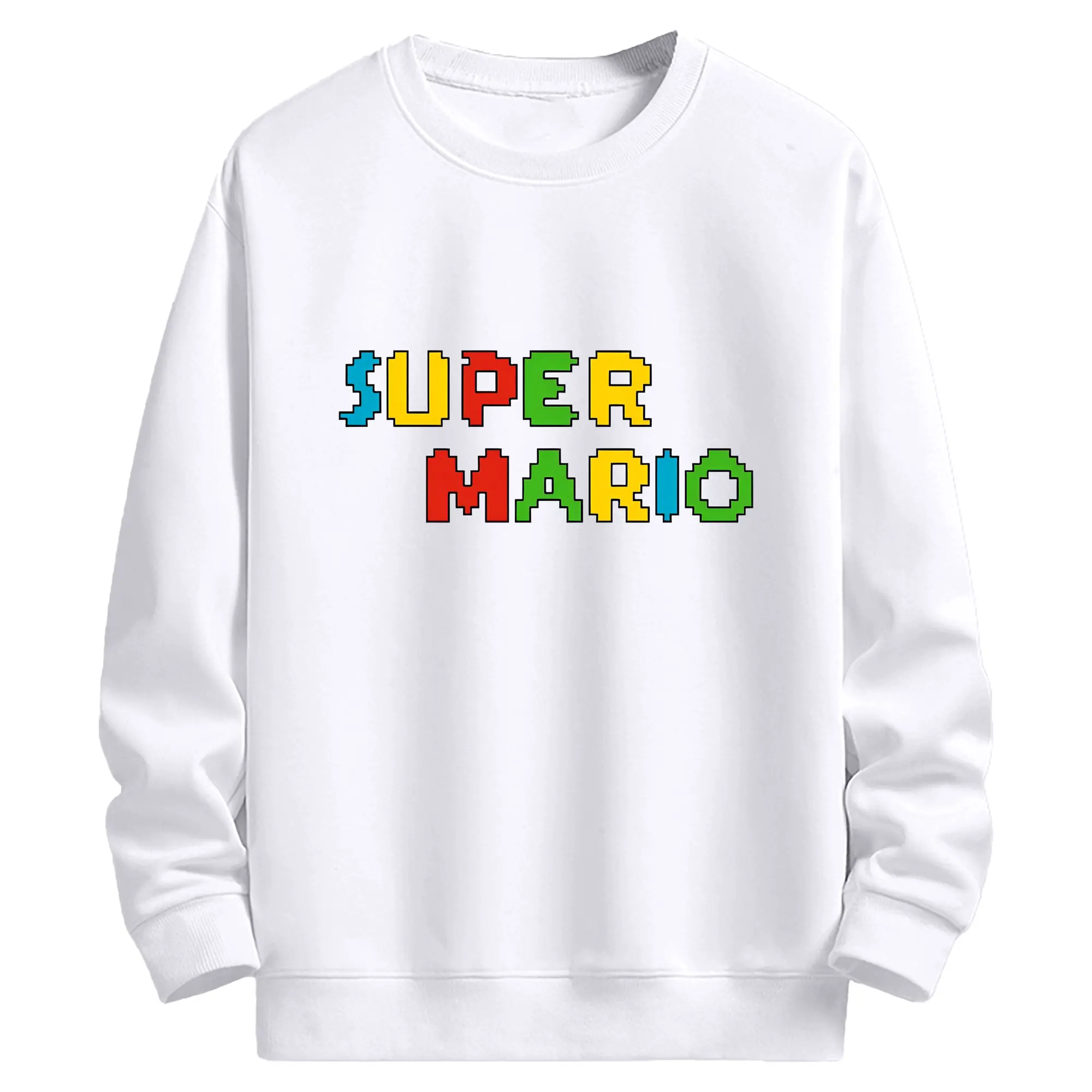 スーパーマリオ ロゴデザイン ファッション - 高品質 クルーネック スウェット ・ コットン59％ ポリエステル41％ ・ ユニセックス 長袖 トレーナー ・ カジュアル デイリー スポーツ 散歩用