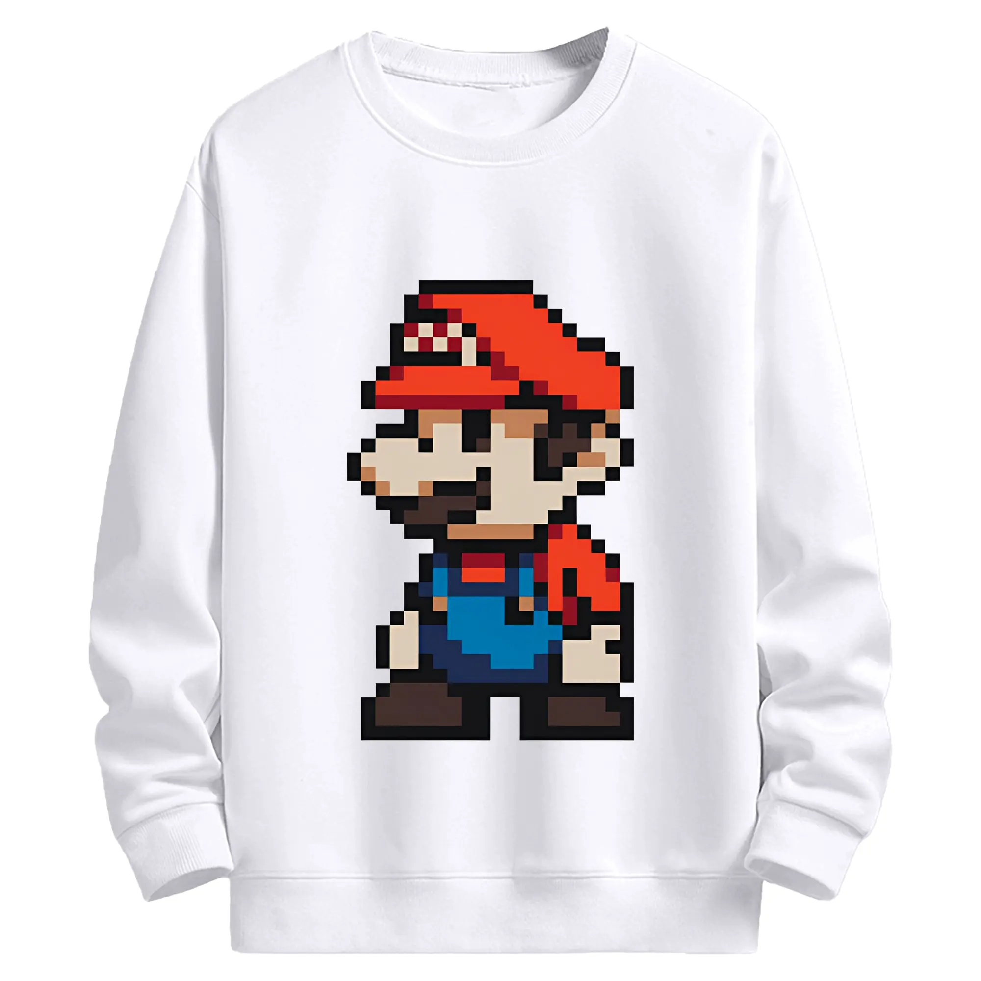 2025年最新 スーパーマリオ ファッション - 高品質 クルーネック スウェット ・ コットン59％ ポリエステル41％ ・ ユニセックス 長袖 トレーナー ・ カジュアル デイリー スポーツ 散歩用