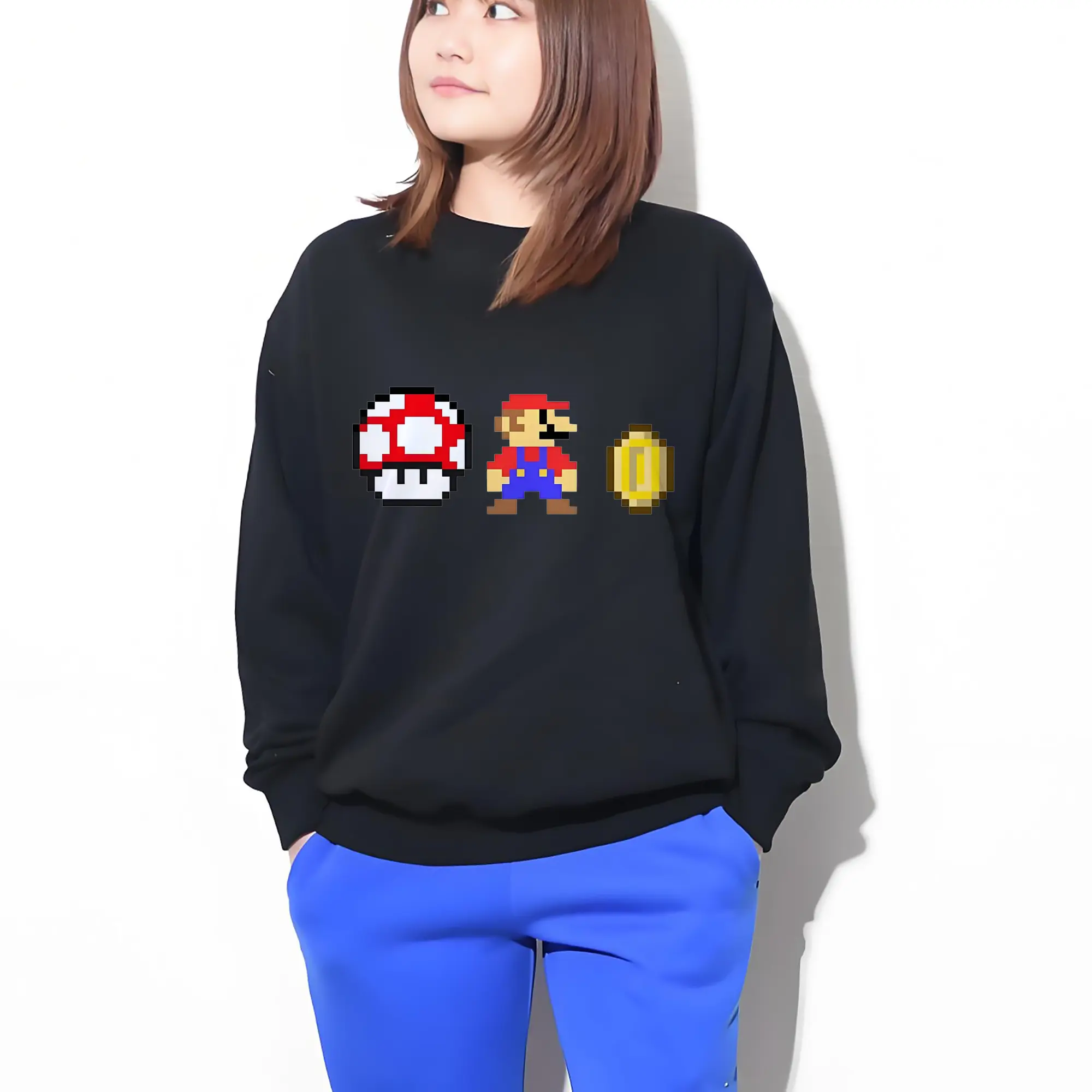 マリオとキノピオのコイン集めレトロゲーム風