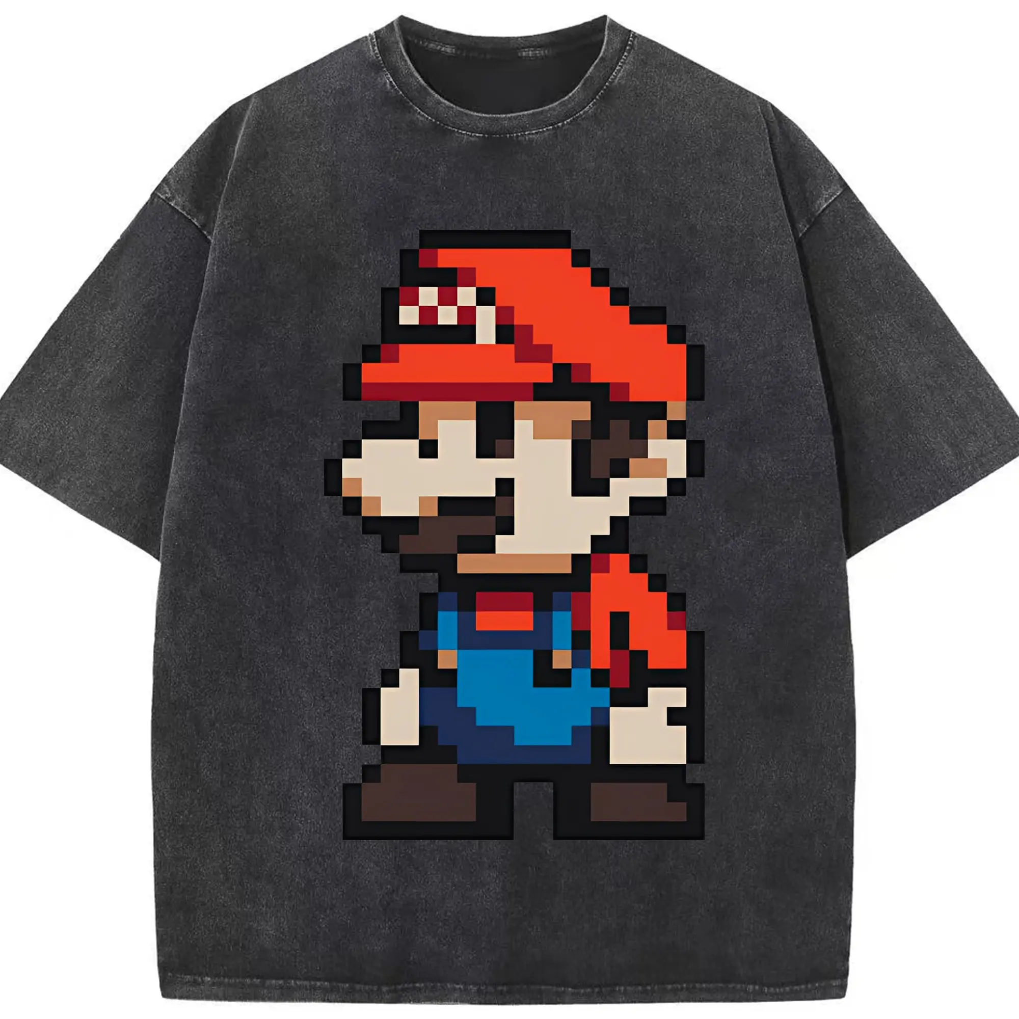 2025年最新 スーパーマリオ ファッション - 綿100％ ヴィンテージ風 半袖Tシャツ ・ フロントプリント ・ 柔らか肌触り ・ 通気性 快適 ・ スポーツ カジュアル 外出用