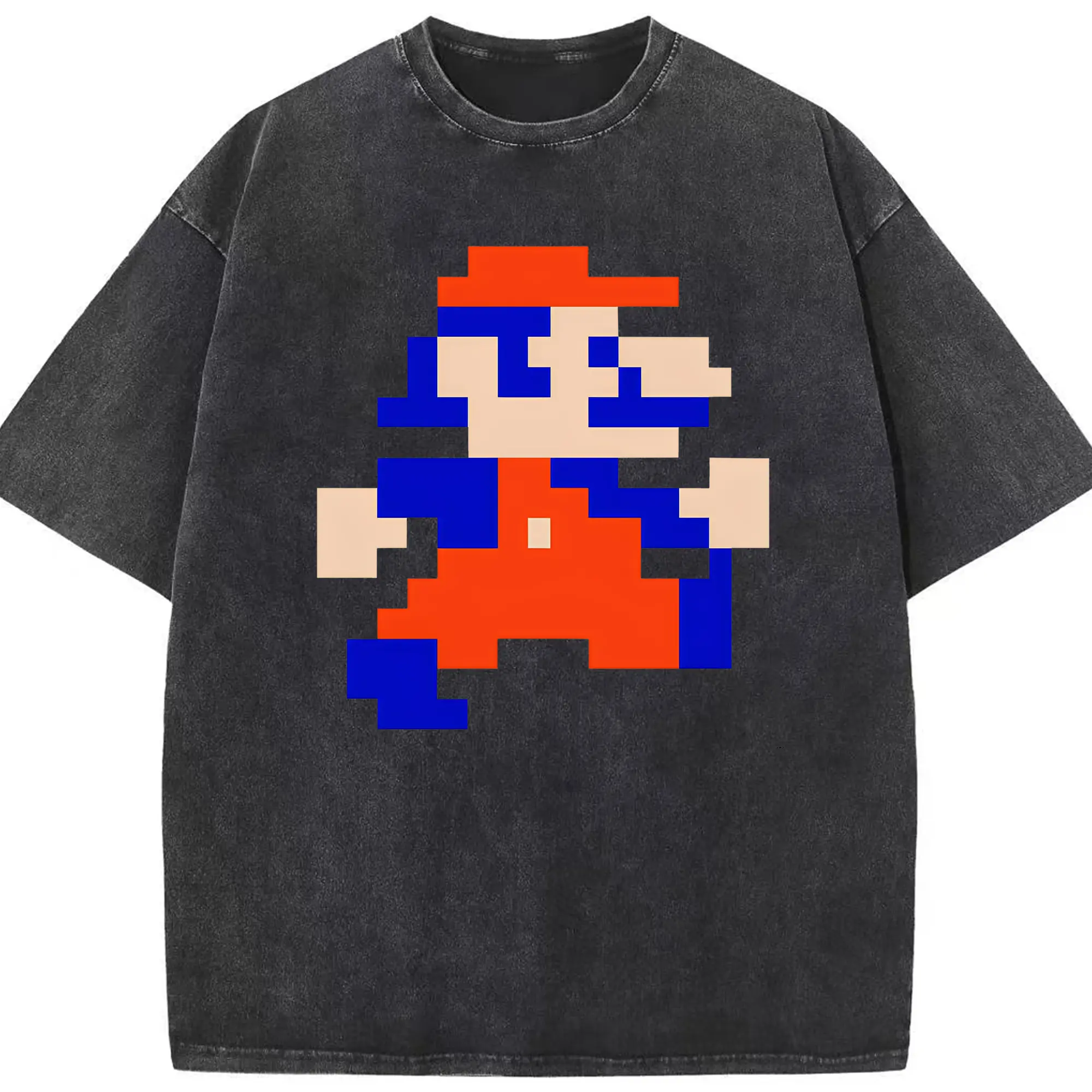 スーパーマリオ 8ビット 限定グラフィック - 綿100％ ヴィンテージ風 半袖Tシャツ ・ フロントプリント ・ 柔らか肌触り ・ 通気性 快適 ・ スポーツ カジュアル 外出用