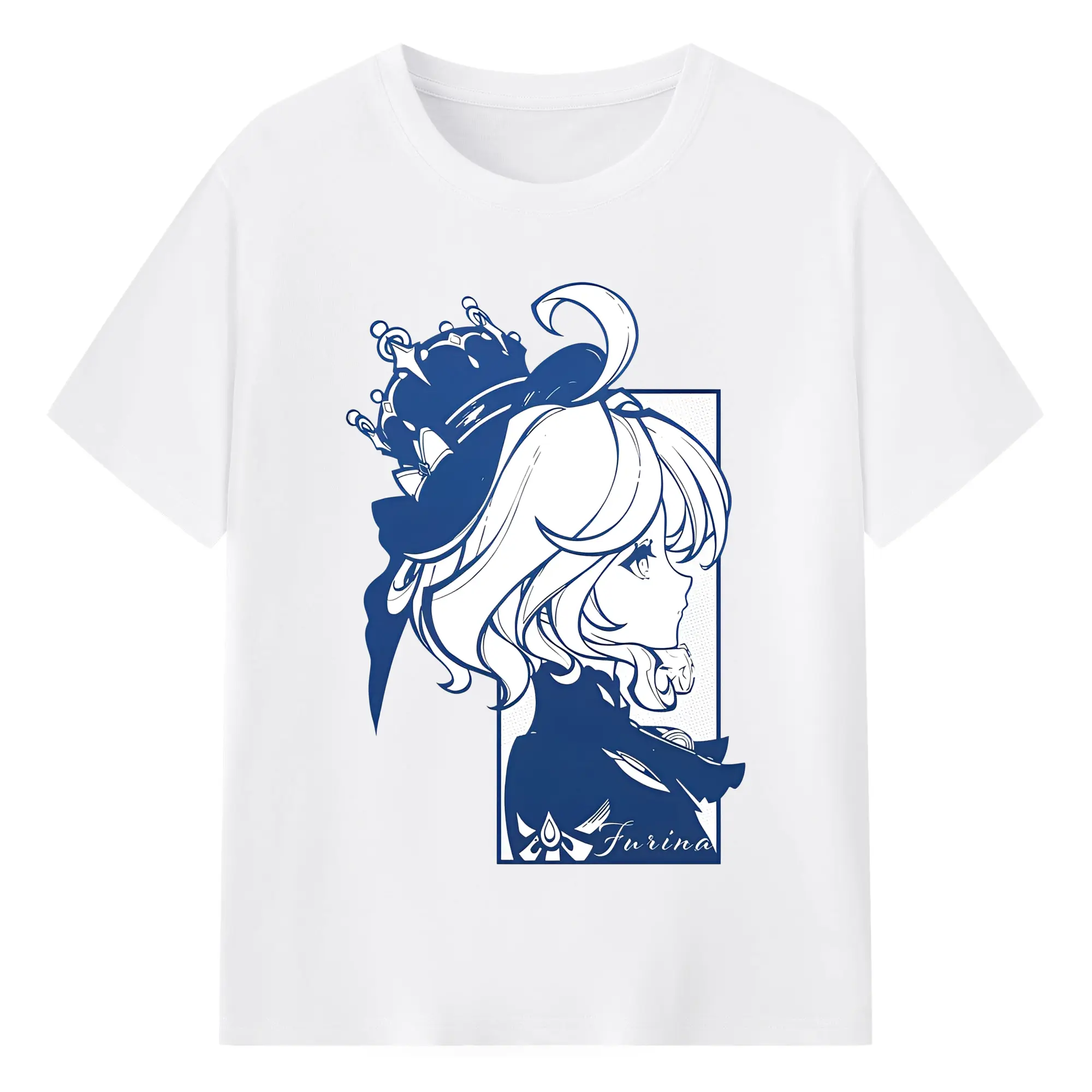 原神 フリーナ グラフィックアート - 綿100％ 半袖Tシャツ ・ フロントプリント ・ 快適 通気性 ・ 日常使い 散歩 スポーツ用