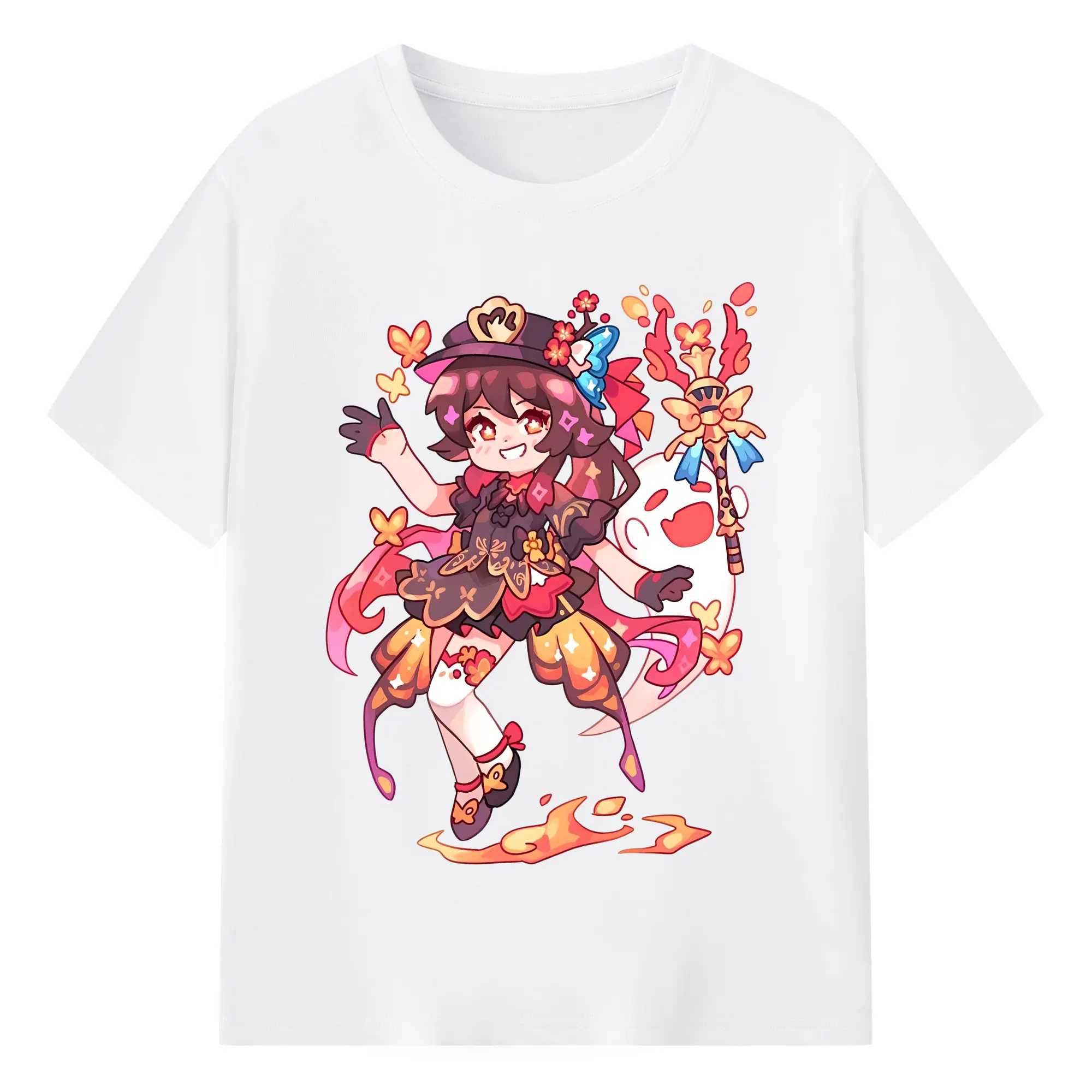 フータオ 癒し系キャラクター - 綿100％ 半袖Tシャツ ・ フロントプリント ・ 快適 通気性 ・ 日常使い 散歩 スポーツ用