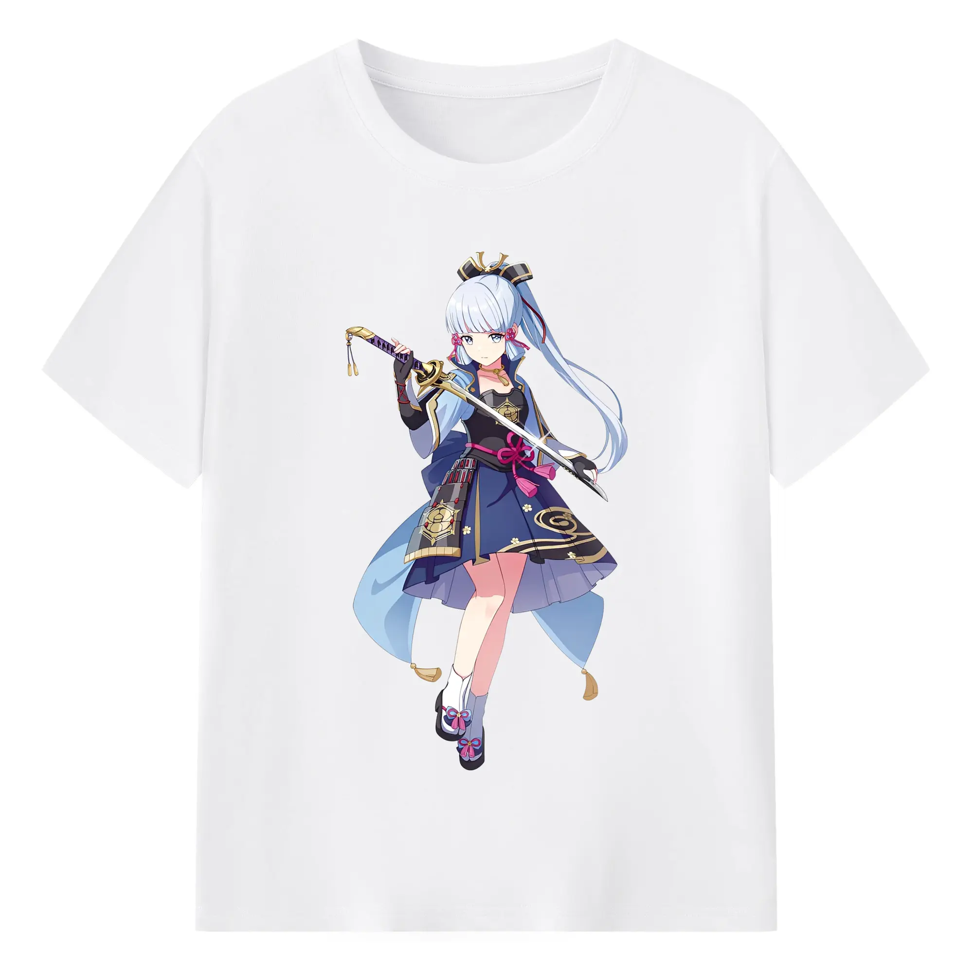 原神 神里綾華  大人気キャラクター  新作ファングッズ - 綿100％ 半袖Tシャツ ・ フロントプリント ・ 快適 通気性 ・ 日常使い 散歩 スポーツ用