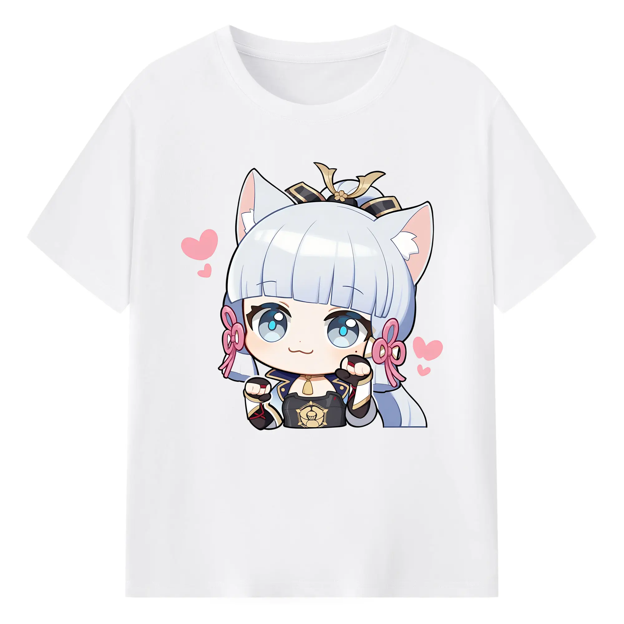 原神 神里綾華 限定デザイン グッズ 可愛いキャラクター - 綿100％ 半袖Tシャツ ・ フロントプリント ・ 快適 通気性 ・ 日常使い 散歩 スポーツ用