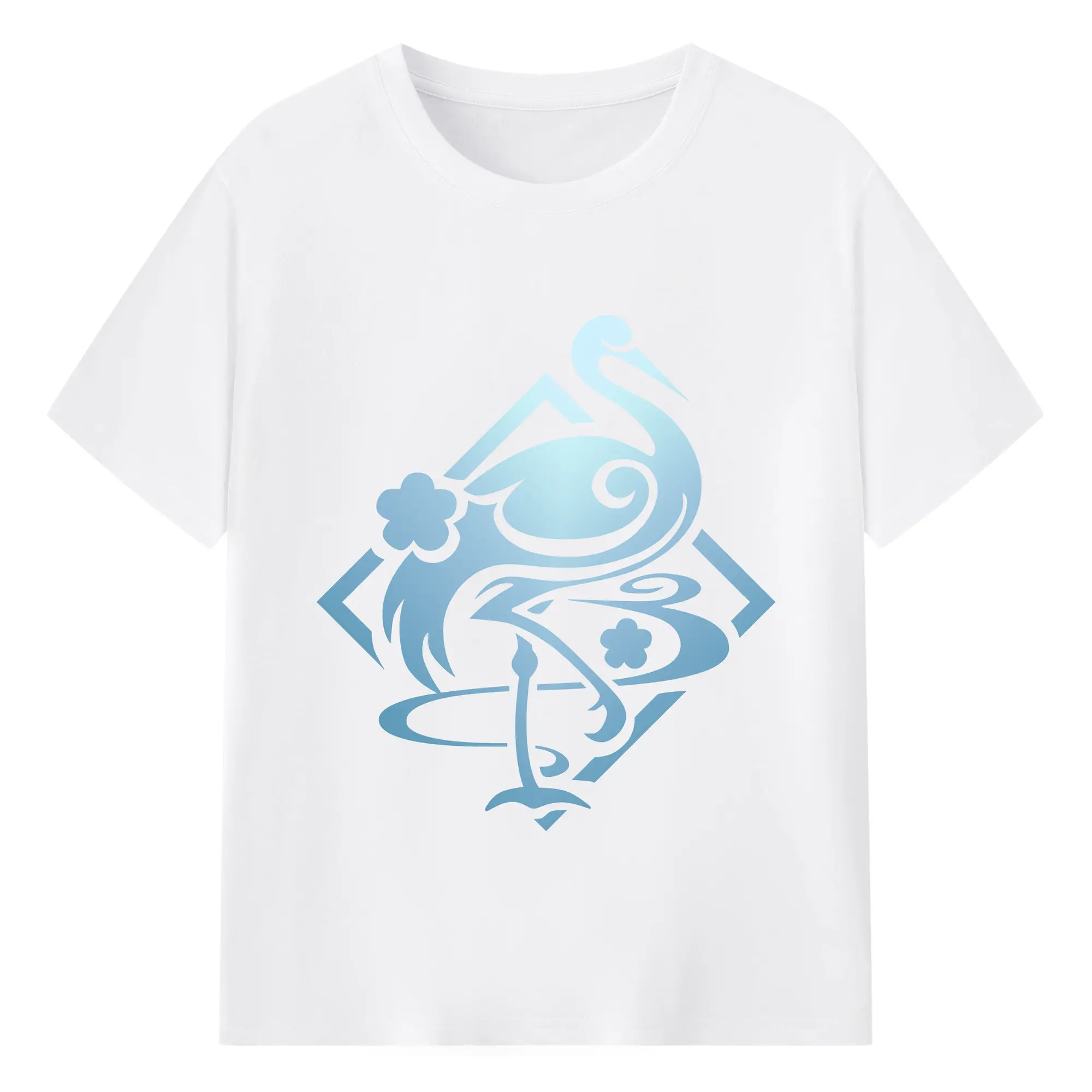 原神 神里綾華 シンプルカジュアルデザイン - 綿100％ 半袖Tシャツ ・ フロントプリント ・ 快適 通気性 ・ 日常使い 散歩 スポーツ用