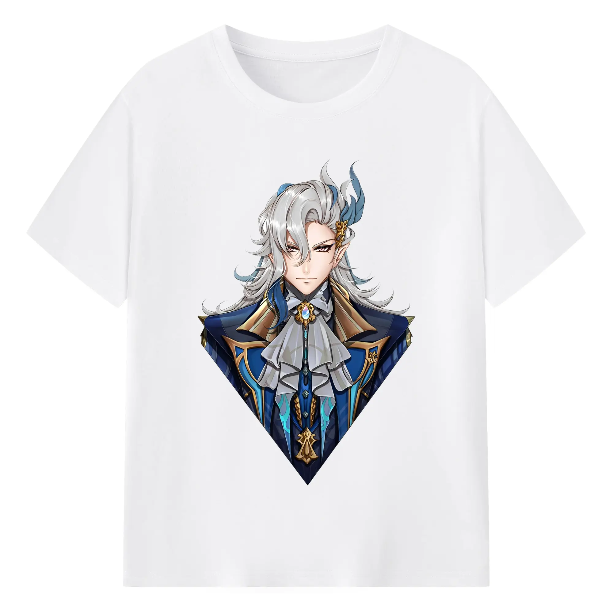 原神 ヌヴィレット 人気キャラクター 限定デザイン【2025新作】 - 綿100％ 半袖Tシャツ ・ フロントプリント ・ 快適 通気性 ・ 日常使い 散歩 スポーツ用