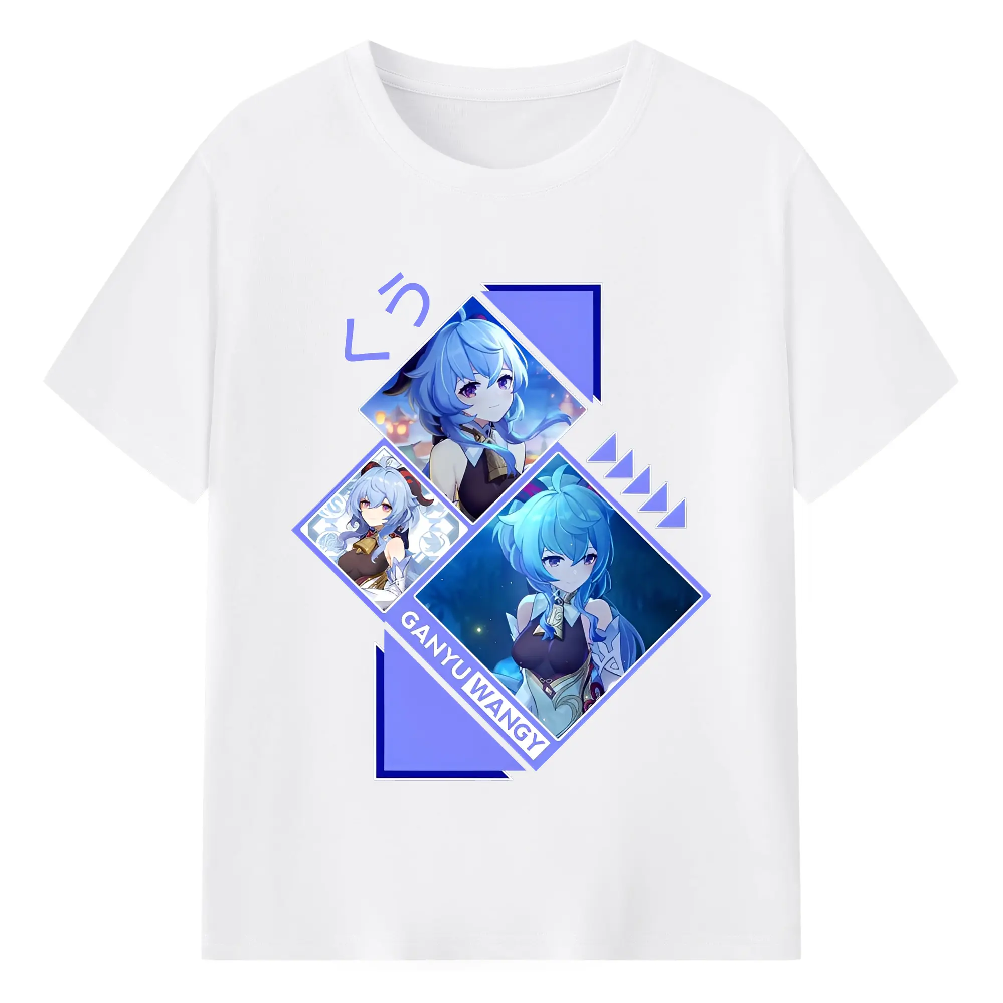 Genshin Impact 甘雨 ミニマルデザイン おしゃれスタイル - 綿100％ 半袖Tシャツ ・ フロントプリント ・ 快適 通気性 ・ 日常使い 散歩 スポーツ用