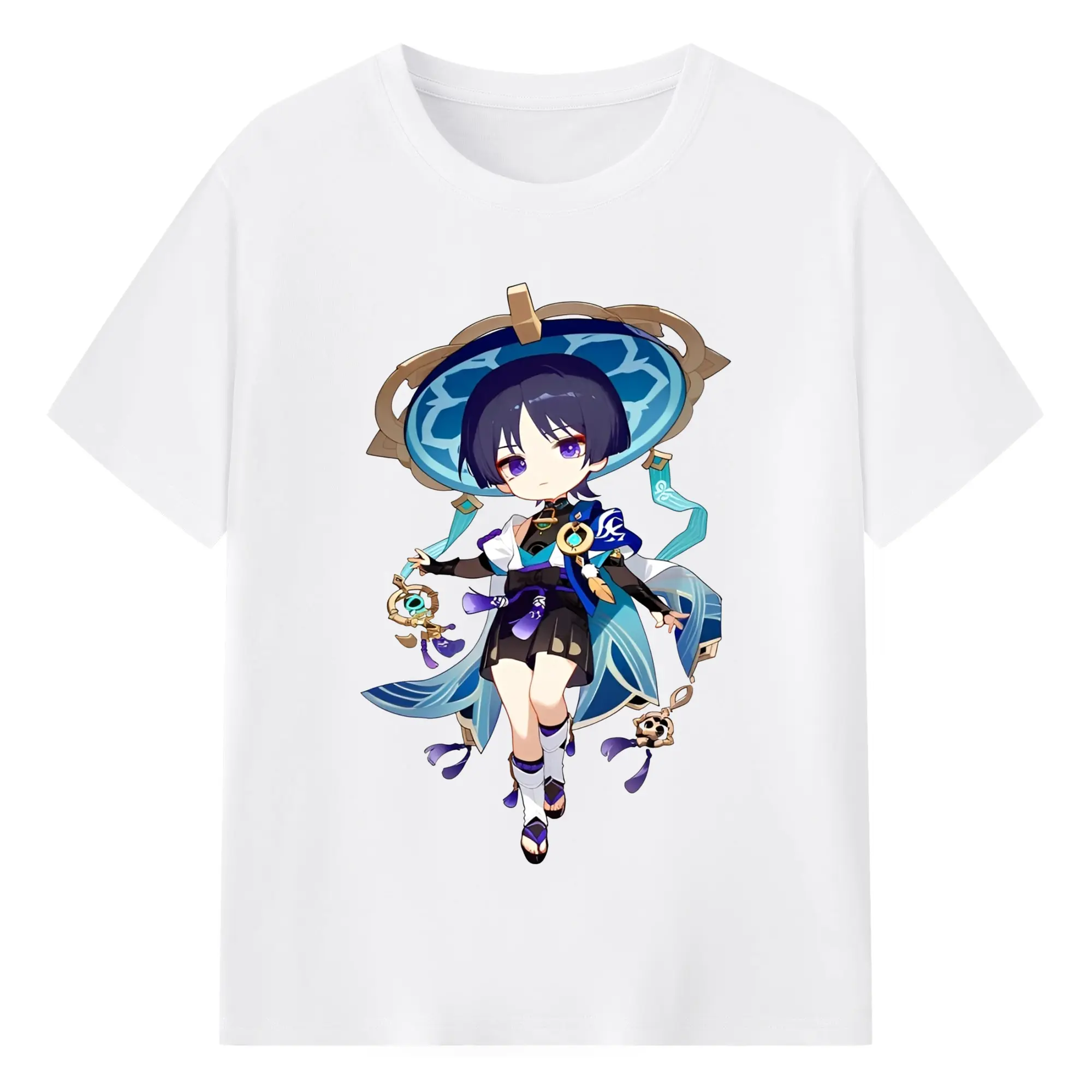 Genshin Impact 放浪者 限定バージョン ファングッズ コレクション - 綿100％ 半袖Tシャツ ・ フロントプリント ・ 快適 通気性 ・ 日常使い 散歩 スポーツ用