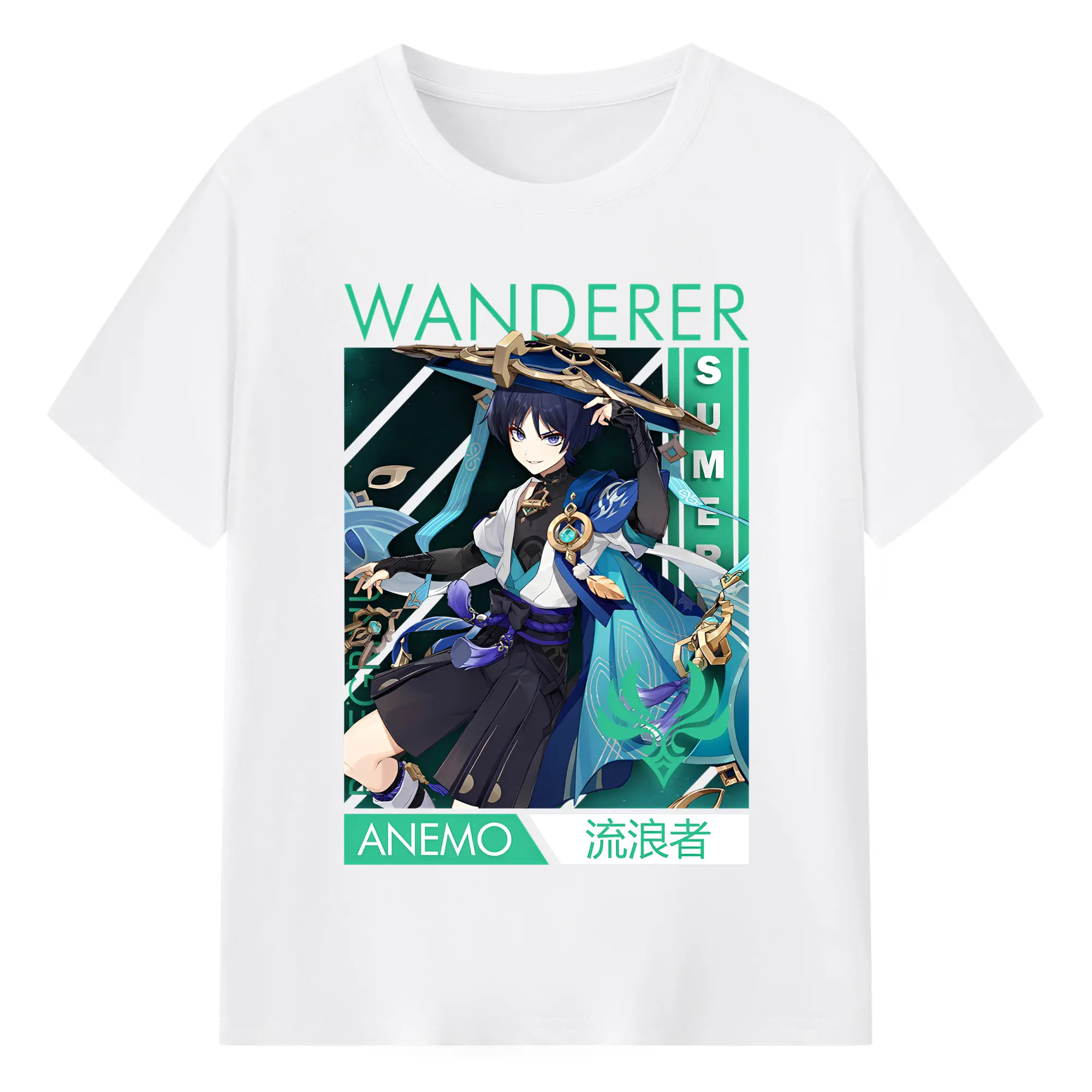 原神 放浪者 人気キャラクター 限定デザイン【2025新作】 - 綿100％ 半袖Tシャツ ・ フロントプリント ・ 快適 通気性 ・ 日常使い 散歩 スポーツ用