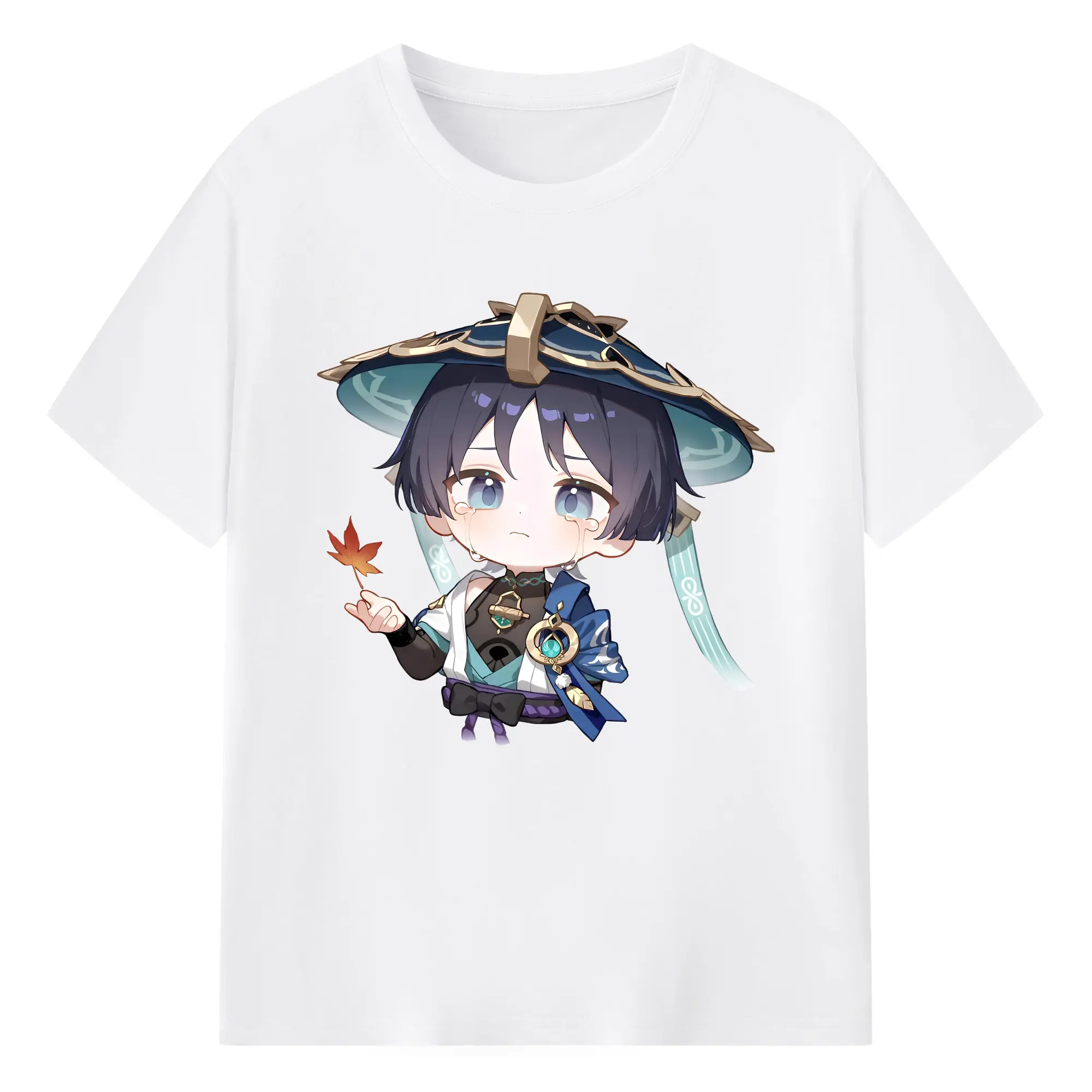 Genshin Impact 放浪者 Q版キャラクター 可愛いファングッズ - 綿100％ 半袖Tシャツ ・ フロントプリント ・ 快適 通気性 ・ 日常使い 散歩 スポーツ用