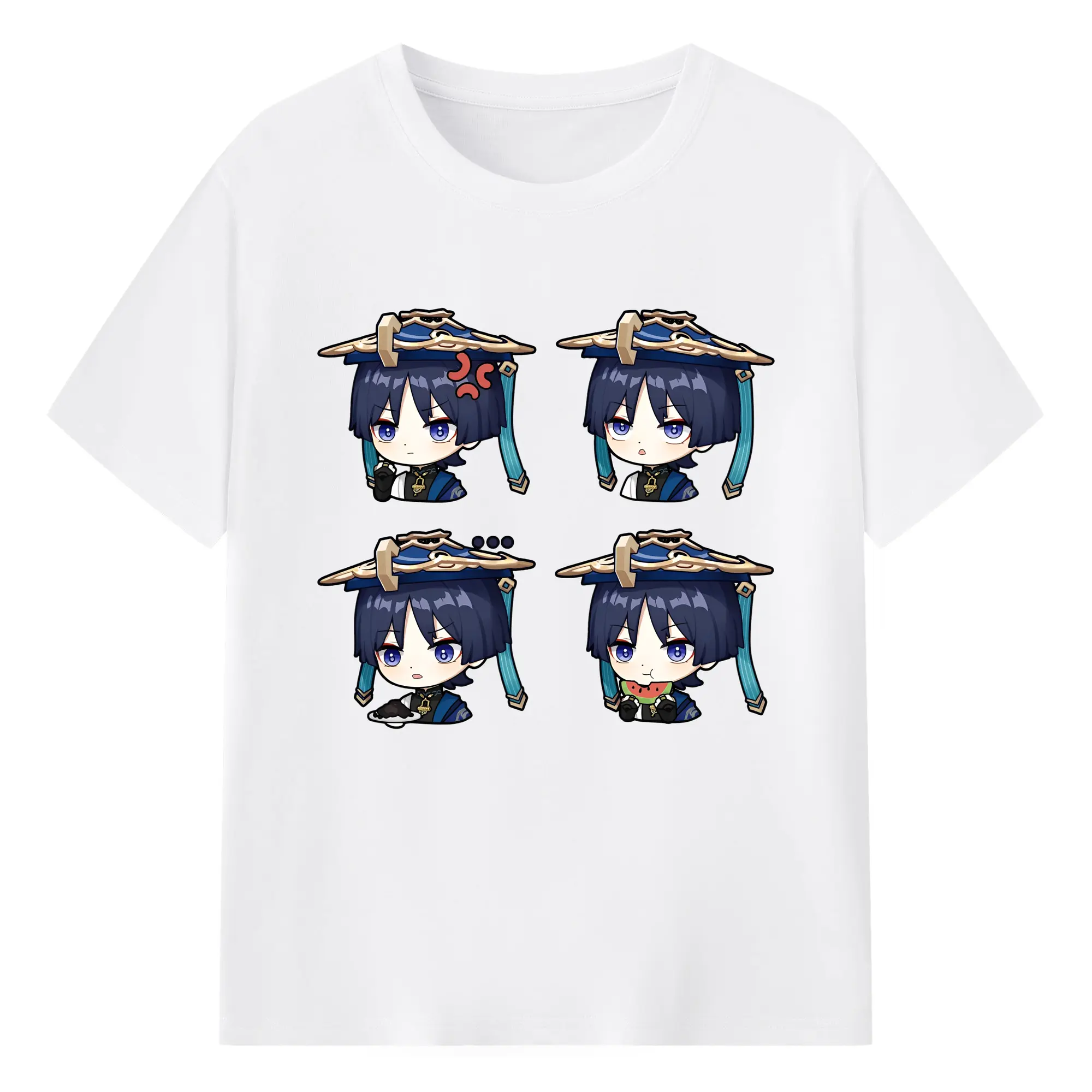 Genshin Impact 放浪者 Q版キャラクター 可愛いファングッズ - 綿100％ 半袖Tシャツ ・ フロントプリント ・ 快適 通気性 ・ 日常使い 散歩 スポーツ用