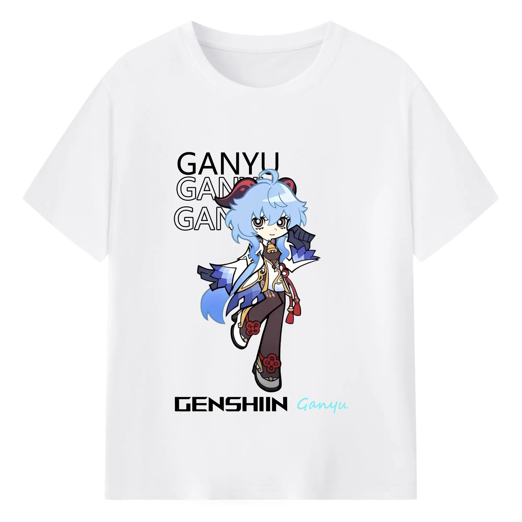 原神 甘雨 2025限定モデル プレミアムデザイン 大人気！ - 綿100％ 半袖Tシャツ ・ フロントプリント ・ 快適 通気性 ・ 日常使い 散歩 スポーツ用