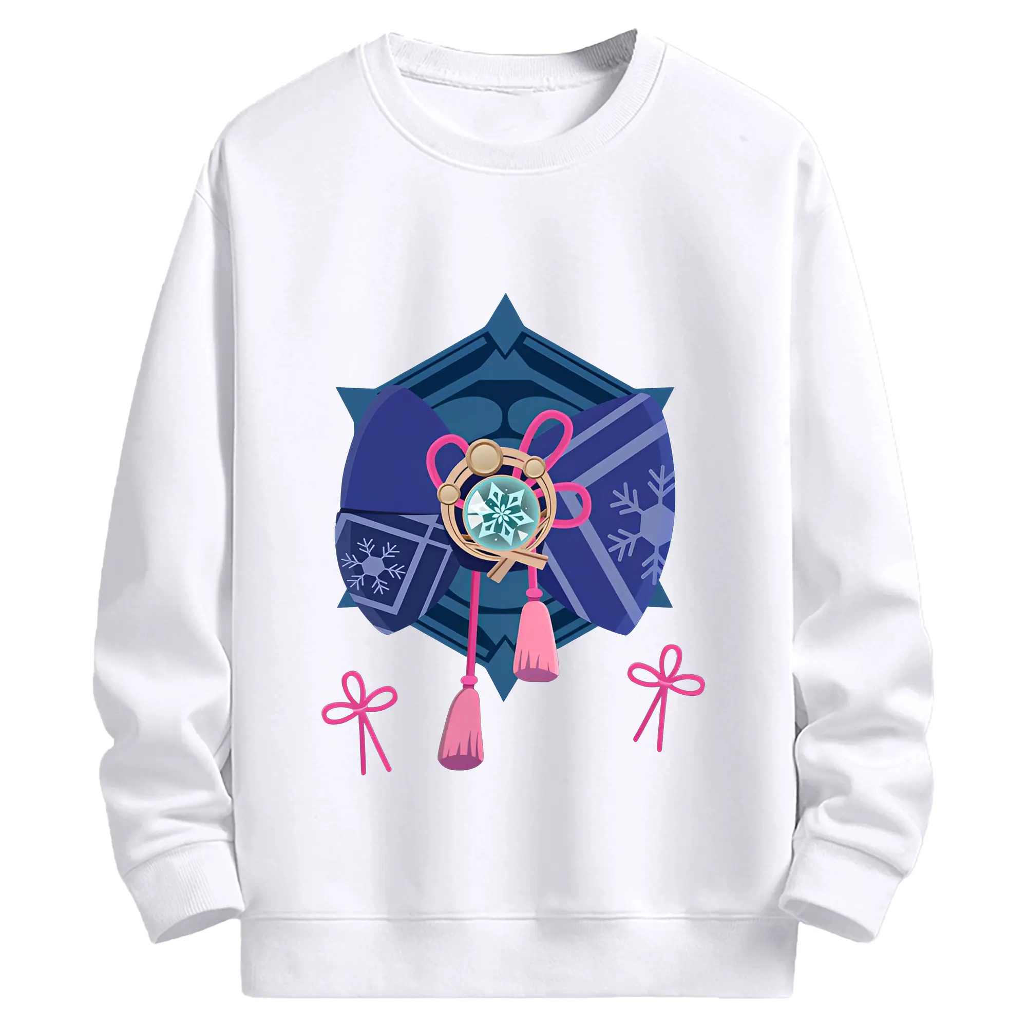 Genshin Impact 神里綾華 限定アイテム キャラクターグッズ - 高品質 クルーネック スウェット ・ コットン59％ ポリエステル41％ ・ ユニセックス 長袖 トレーナー ・ カジュアル デイリー スポーツ 散歩用