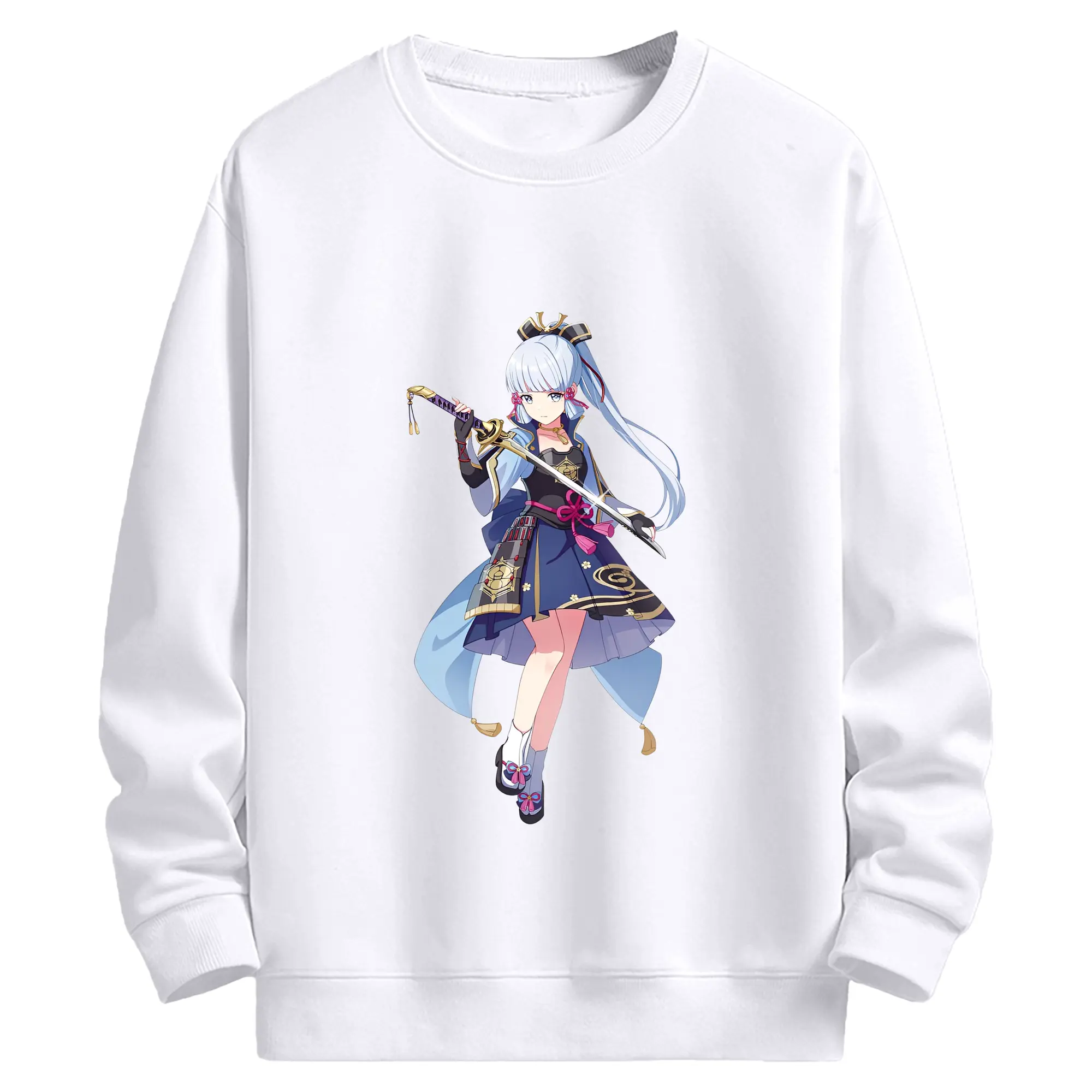 原神 神里綾華  大人気キャラクター  新作ファングッズ - 高品質 クルーネック スウェット ・ コットン59％ ポリエステル41％ ・ ユニセックス 長袖 トレーナー ・ カジュアル デイリー スポーツ 散歩用