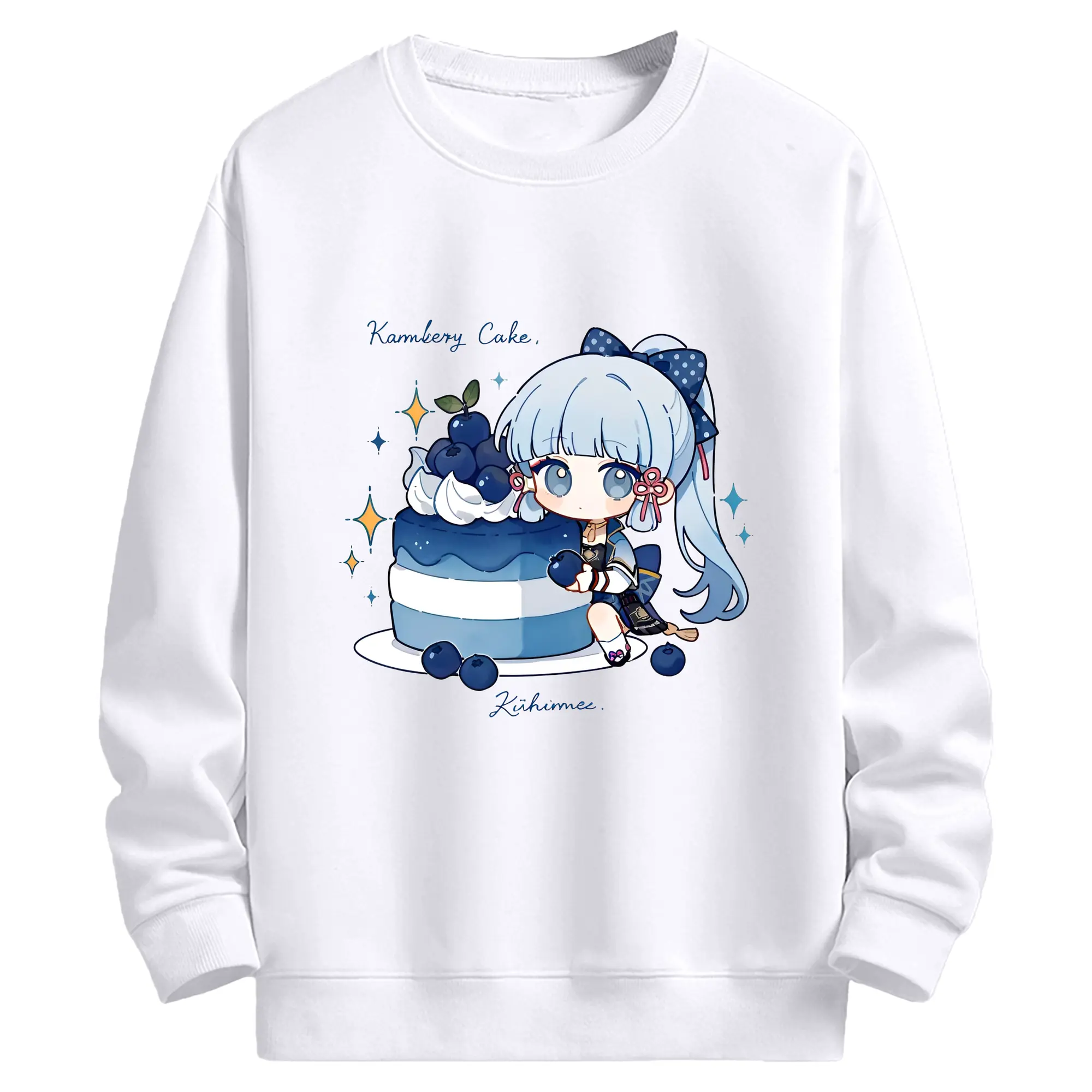 神里綾華 原宿系スタイル  おしゃれデザイン ファッション - 高品質 クルーネック スウェット ・ コットン59％ ポリエステル41％ ・ ユニセックス 長袖 トレーナー ・ カジュアル デイリー スポーツ 散歩用