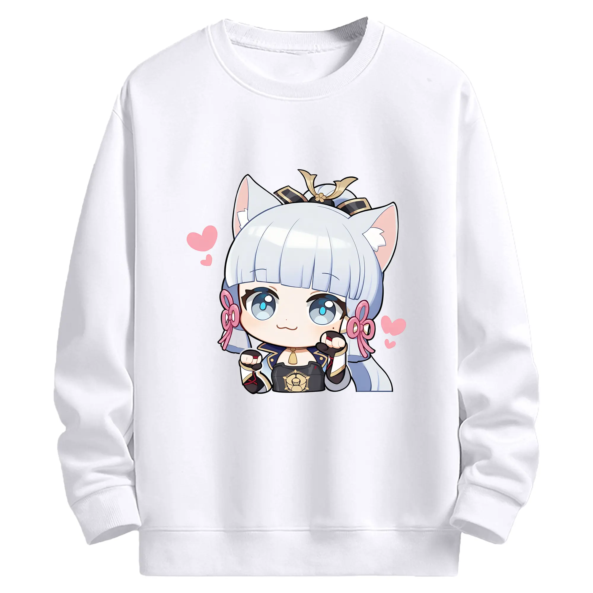 原神 神里綾華 限定デザイン グッズ 可愛いキャラクター - 高品質 クルーネック スウェット ・ コットン59％ ポリエステル41％ ・ ユニセックス 長袖 トレーナー ・ カジュアル デイリー スポーツ 散歩用