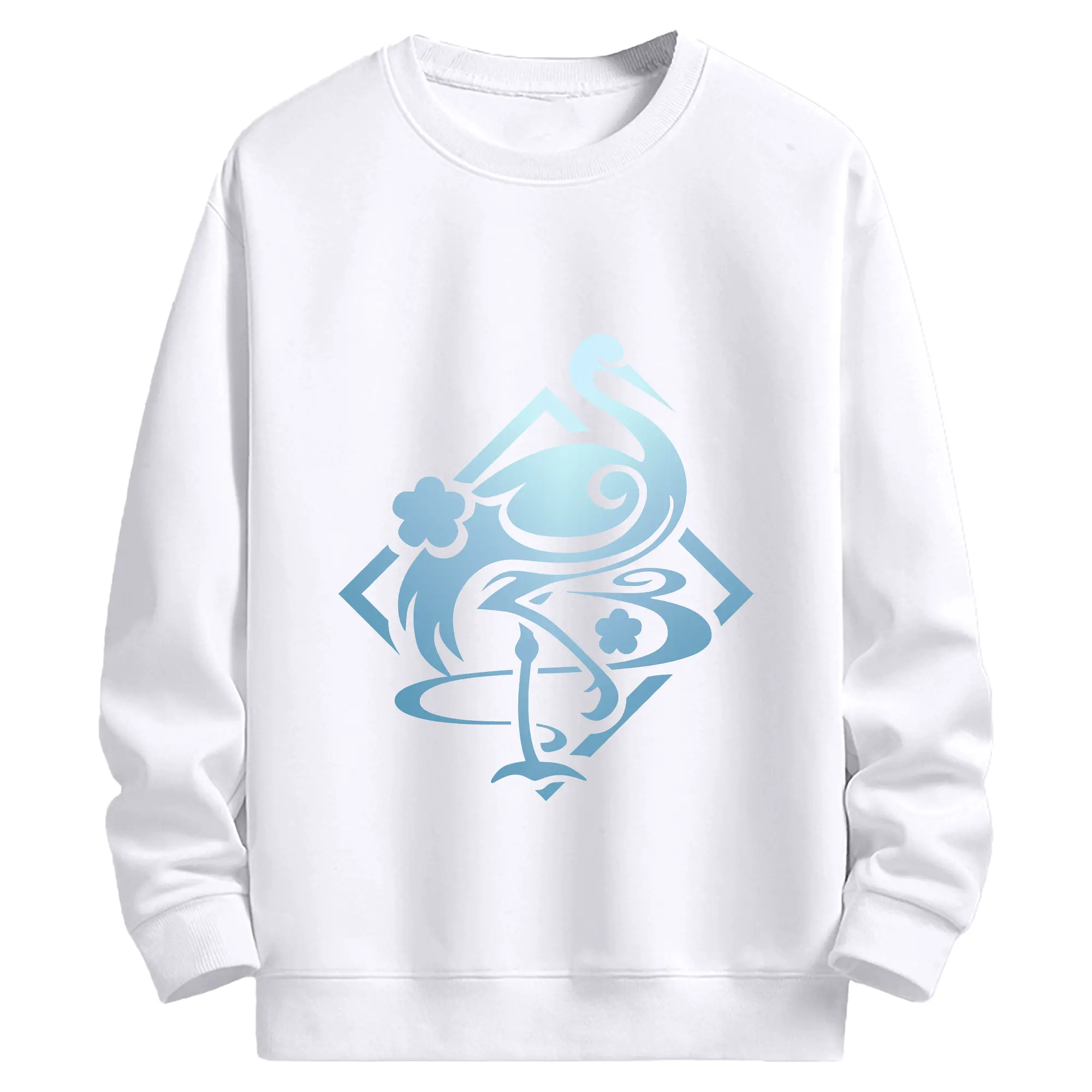 原神 神里綾華 シンプルカジュアルデザイン - 高品質 クルーネック スウェット ・ コットン59％ ポリエステル41％ ・ ユニセックス 長袖 トレーナー ・ カジュアル デイリー スポーツ 散歩用