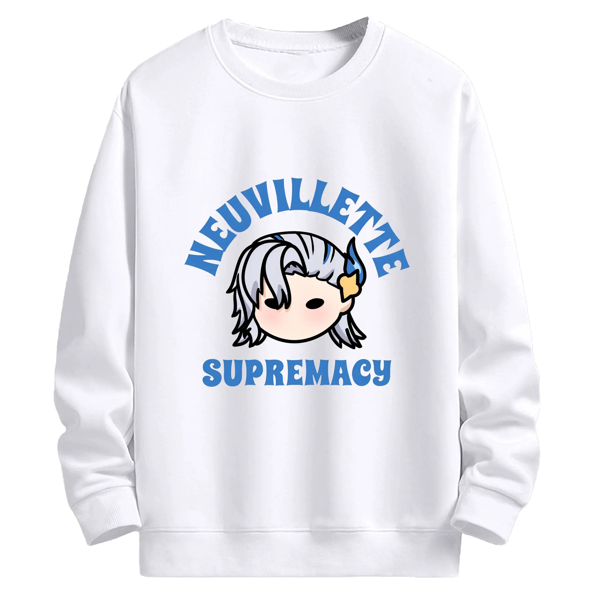 原神 ヌヴィレット 2025限定モデル プレミアムデザイン 大人気！ - 高品質 クルーネック スウェット ・ コットン59％ ポリエステル41％ ・ ユニセックス 長袖 トレーナー ・ カジュアル デイリー スポーツ 散歩用