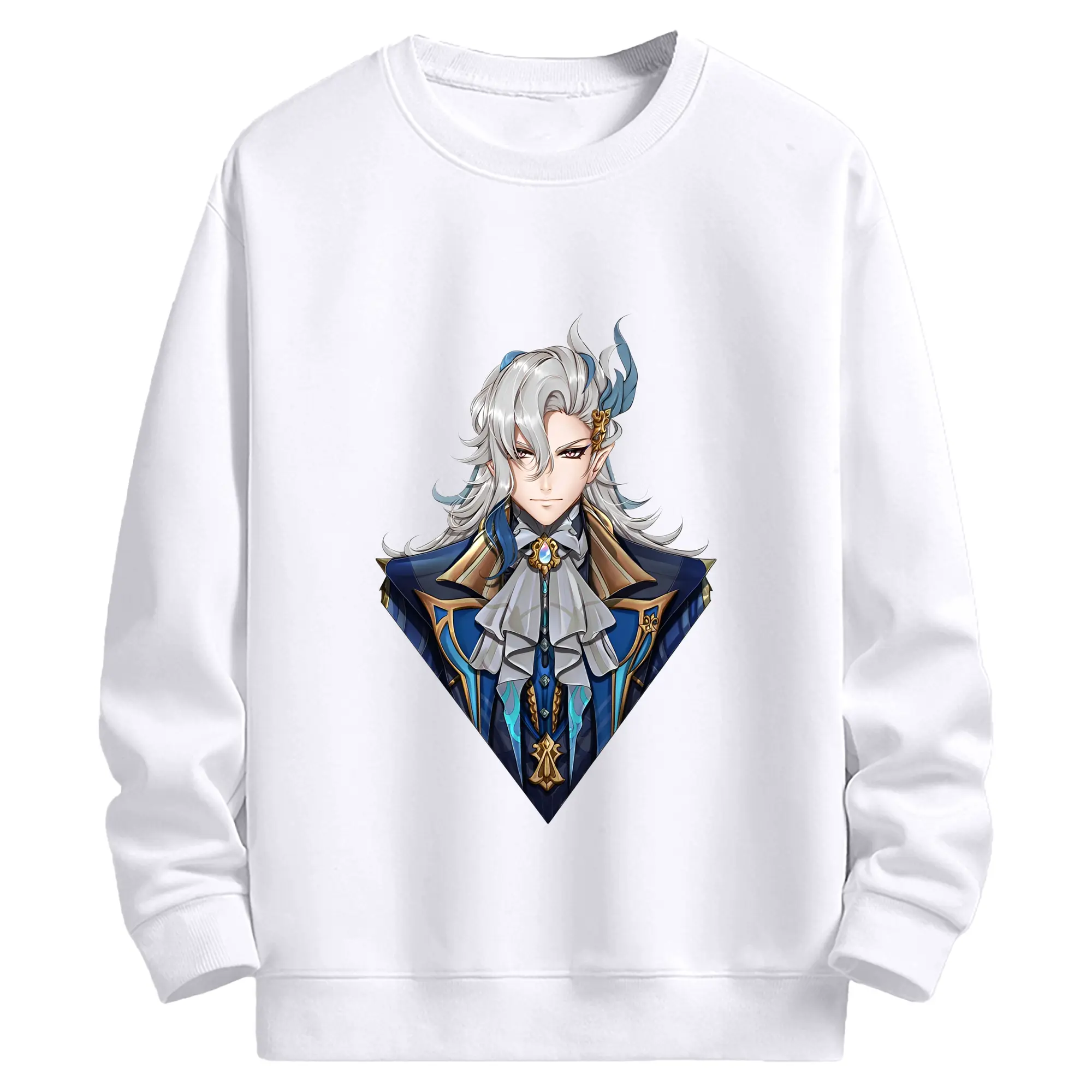 原神 ヌヴィレット 人気キャラクター 限定デザイン【2025新作】 - 高品質 クルーネック スウェット ・ コットン59％ ポリエステル41％ ・ ユニセックス 長袖 トレーナー ・ カジュアル デイリー スポーツ 散歩用