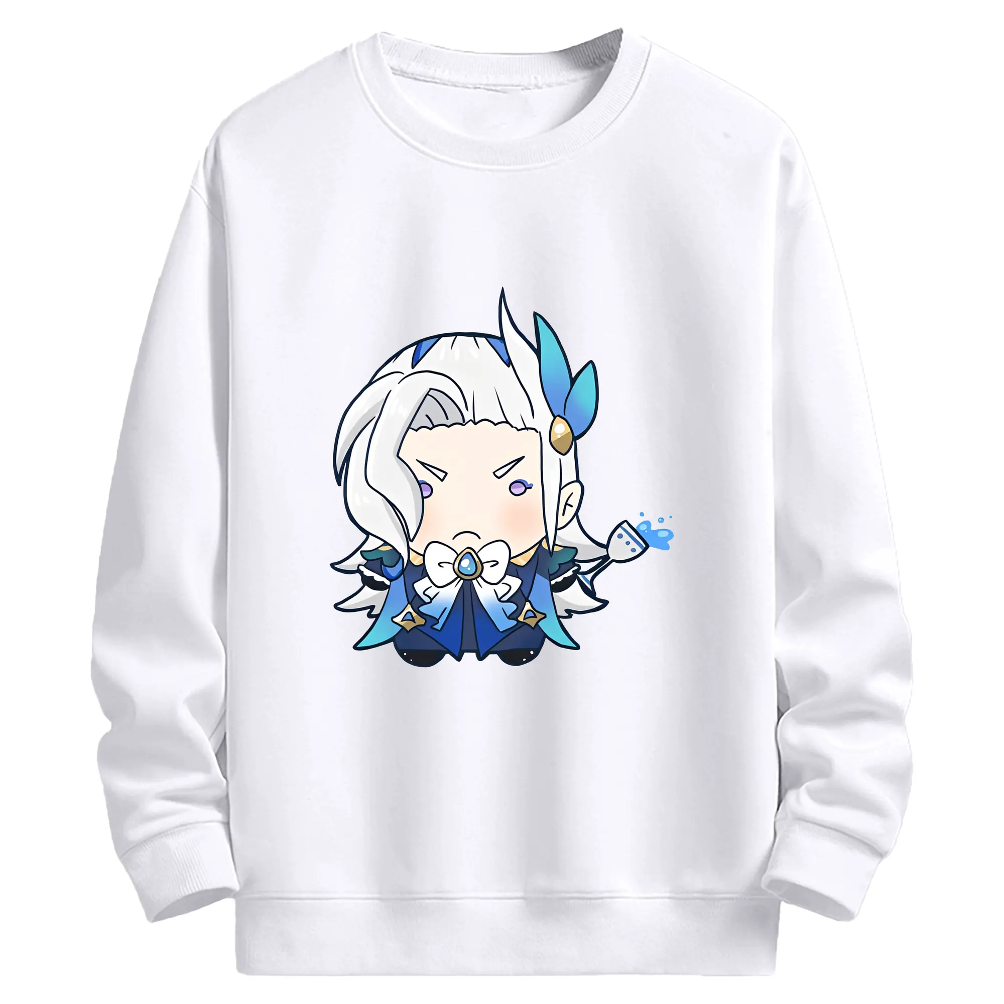 原神 ヌヴィレット クリーンデザイン ファッション 原宿系 - 高品質 クルーネック スウェット ・ コットン59％ ポリエステル41％ ・ ユニセックス 長袖 トレーナー ・ カジュアル デイリー スポーツ 散歩用