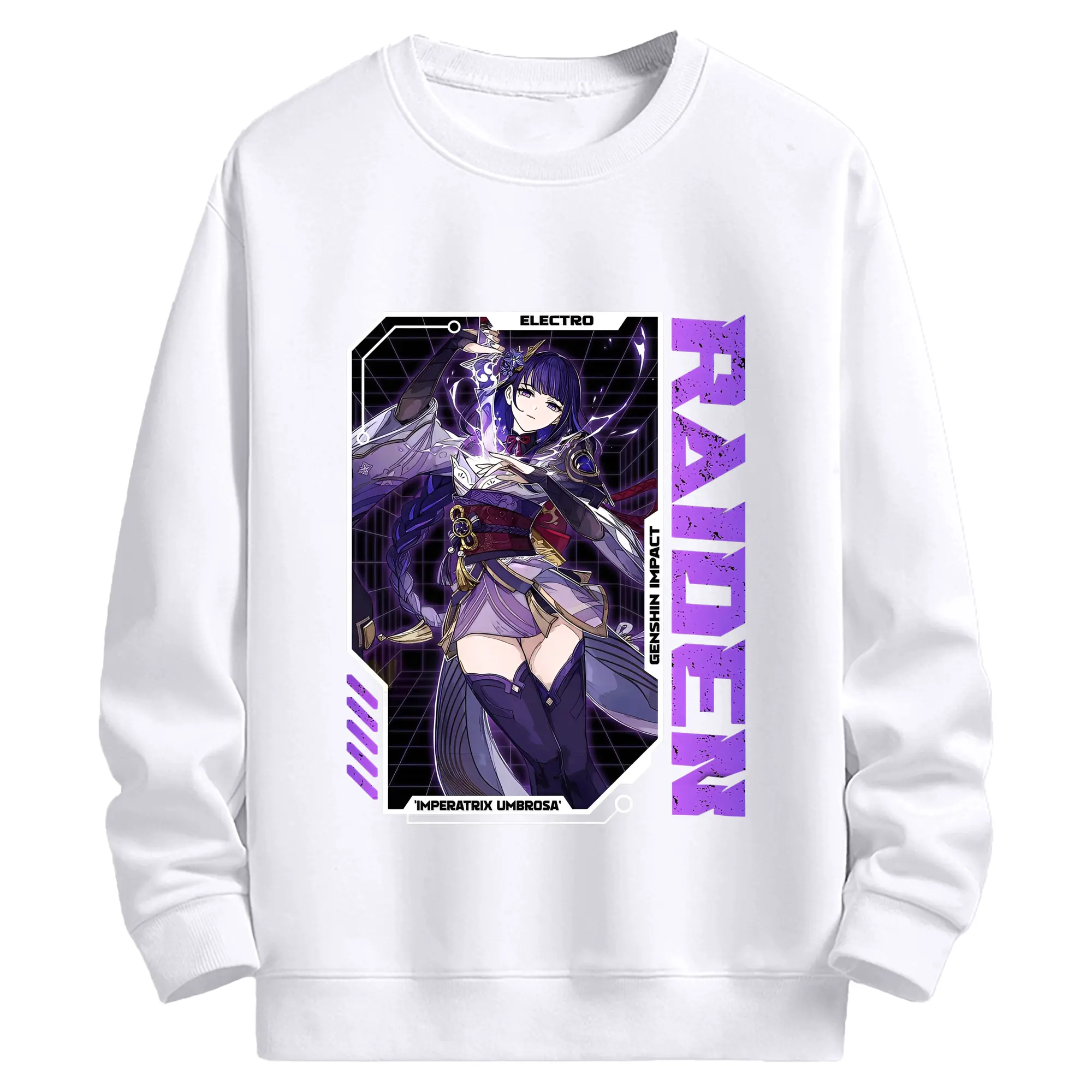Genshin Impact 雷電将軍 キャラクターグッズ ファン必見 - 高品質 クルーネック スウェット ・ コットン59％ ポリエステル41％ ・ ユニセックス 長袖 トレーナー ・ カジュアル デイリー スポーツ 散歩用