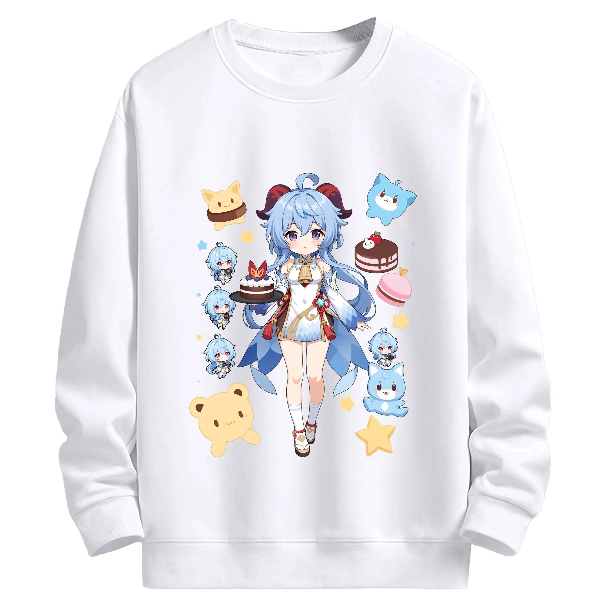 原神 甘雨 新作Tシャツ トレンドデザイン ギフトにもおすすめ - 高品質 クルーネック スウェット ・ コットン59％ ポリエステル41％ ・ ユニセックス 長袖 トレーナー ・ カジュアル デイリー スポーツ 散歩用