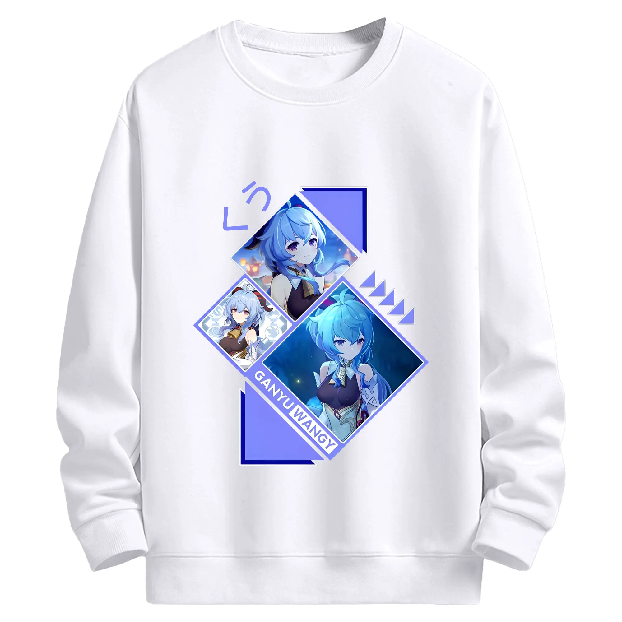 Genshin Impact 甘雨 ミニマルデザイン おしゃれスタイル - 高品質 クルーネック スウェット ・ コットン59％ ポリエステル41％ ・ ユニセックス 長袖 トレーナー ・ カジュアル デイリー スポーツ 散歩用