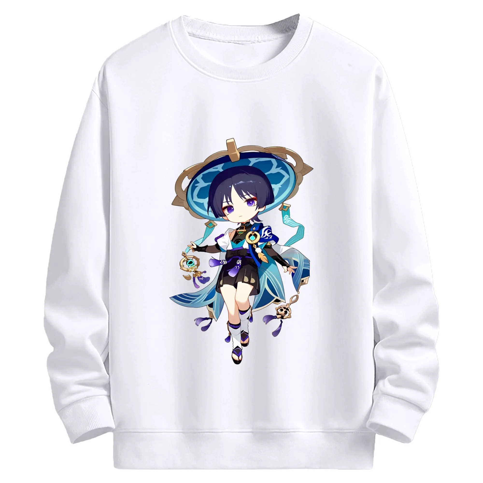 Genshin Impact 放浪者 限定バージョン ファングッズ コレクション - 高品質 クルーネック スウェット ・ コットン59％ ポリエステル41％ ・ ユニセックス 長袖 トレーナー ・ カジュアル デイリー スポーツ 散歩用