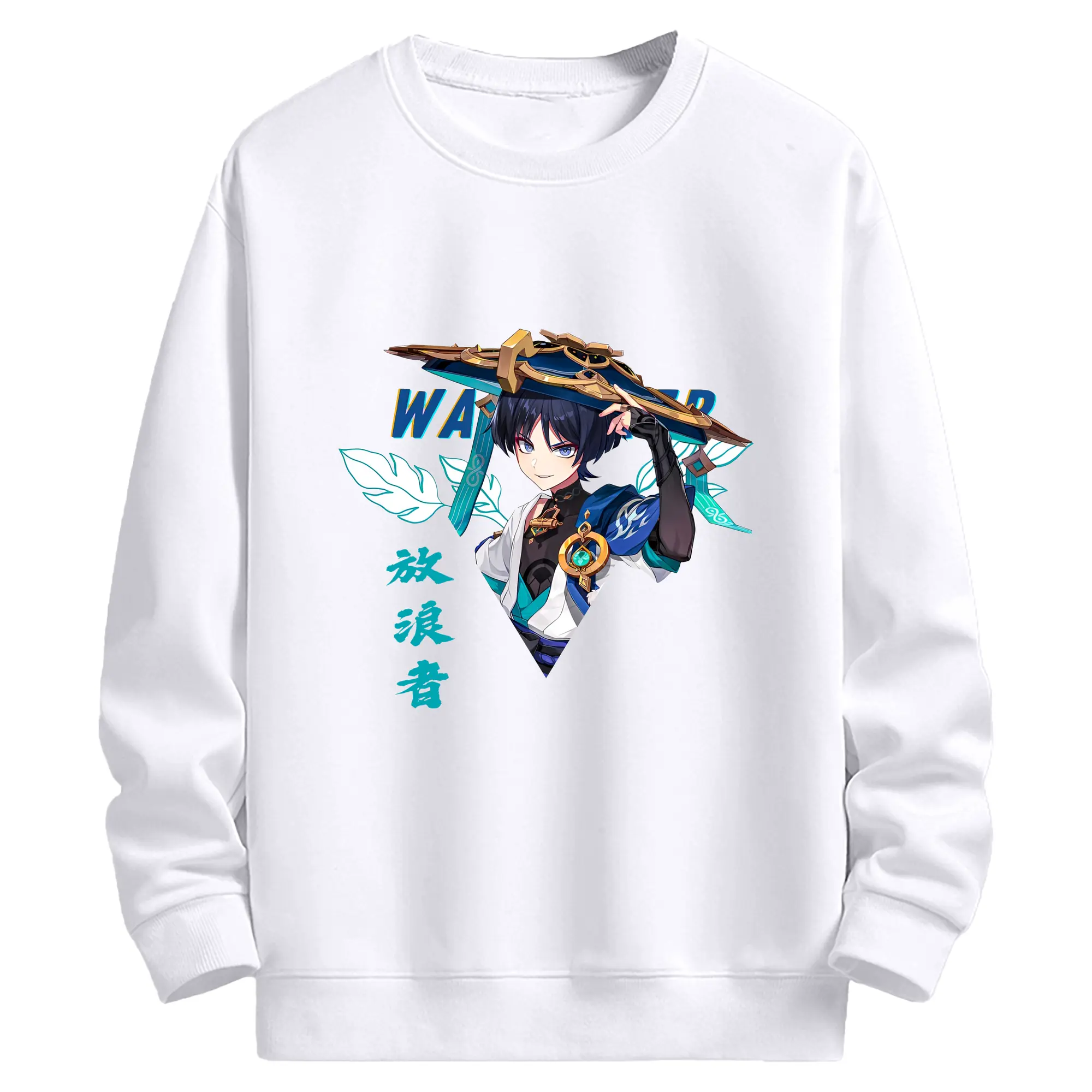 Genshin Impact 放浪者 キャラクターグッズ ファン必見 - 高品質 クルーネック スウェット ・ コットン59％ ポリエステル41％ ・ ユニセックス 長袖 トレーナー ・ カジュアル デイリー スポーツ 散歩用