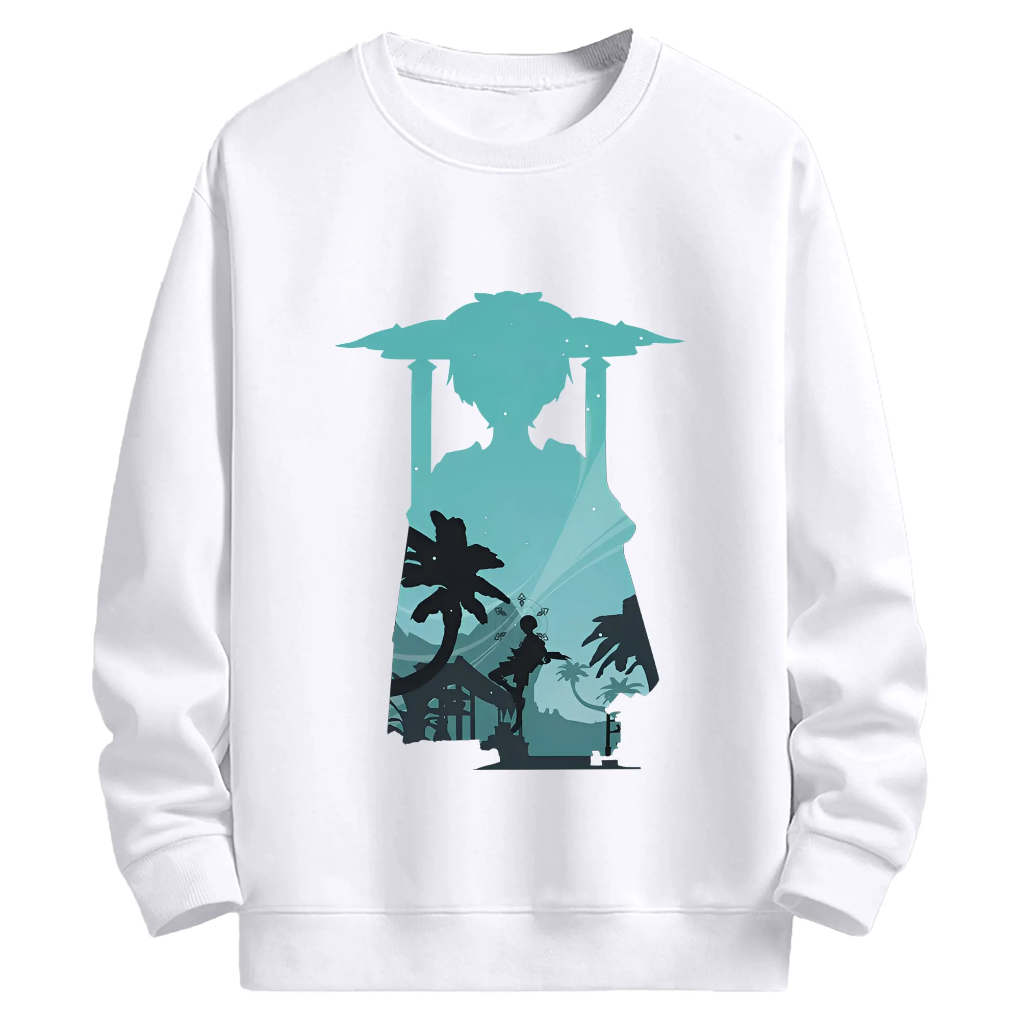 Genshin Impact 放浪者 ミニマルデザイン おしゃれスタイル - 高品質 クルーネック スウェット ・ コットン59％ ポリエステル41％ ・ ユニセックス 長袖 トレーナー ・ カジュアル デイリー スポーツ 散歩用
