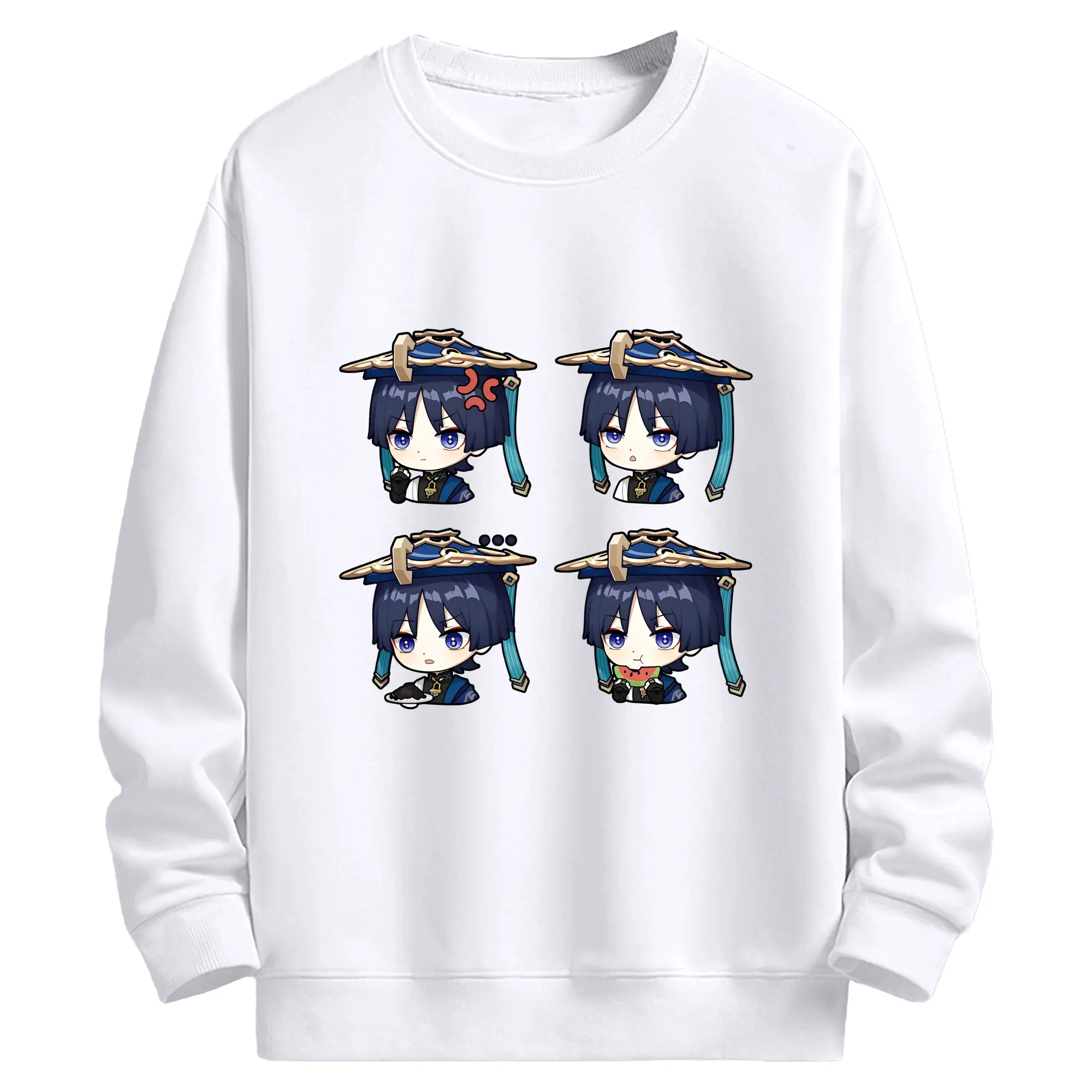 Genshin Impact 放浪者 Q版キャラクター 可愛いファングッズ - 高品質 クルーネック スウェット ・ コットン59％ ポリエステル41％ ・ ユニセックス 長袖 トレーナー ・ カジュアル デイリー スポーツ 散歩用