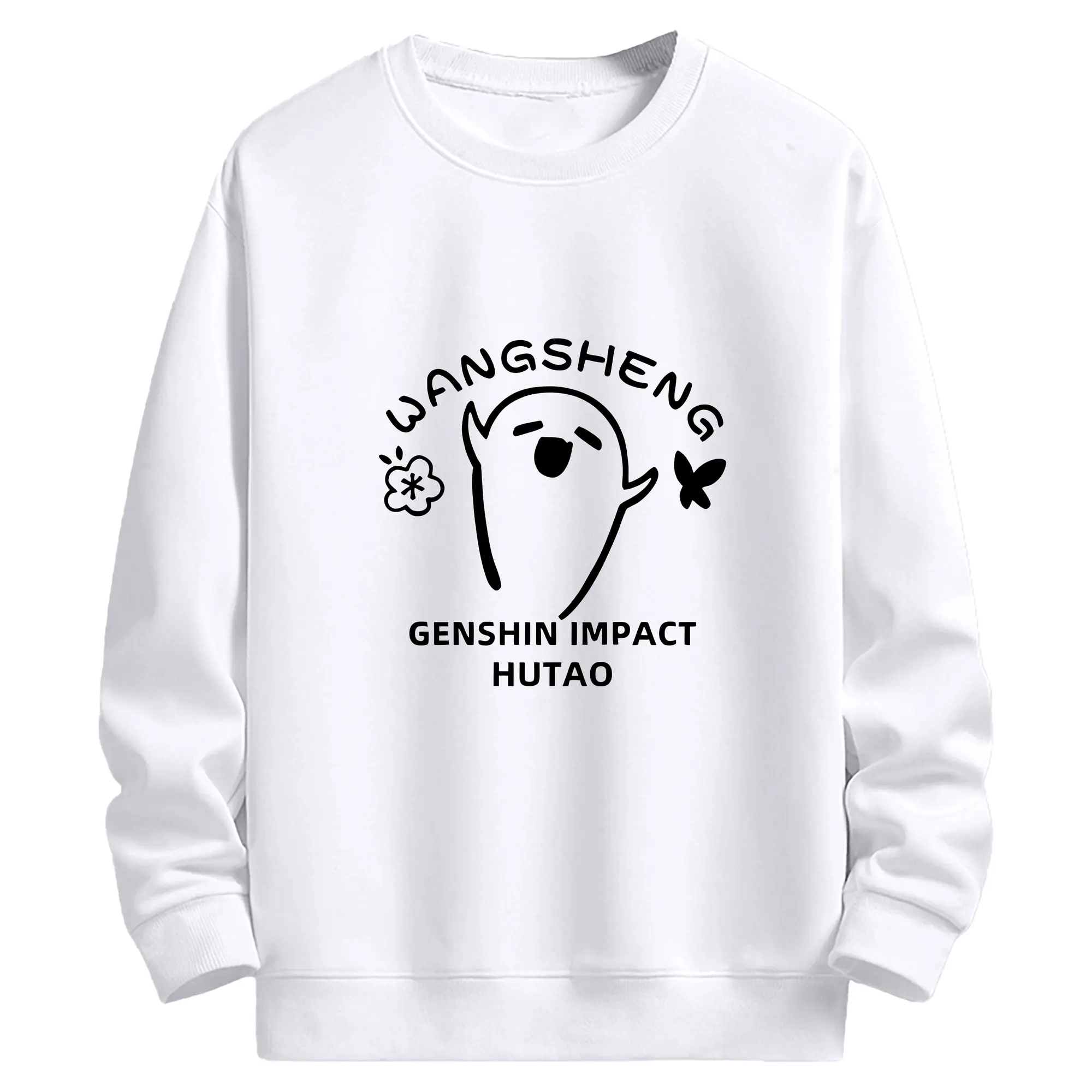 原神 胡桃 同款Tシャツ キャラクターグッズ【ファン必見】 - 高品質 クルーネック スウェット ・ コットン59％ ポリエステル41％ ・ ユニセックス 長袖 トレーナー ・ カジュアル デイリー スポーツ 散歩用