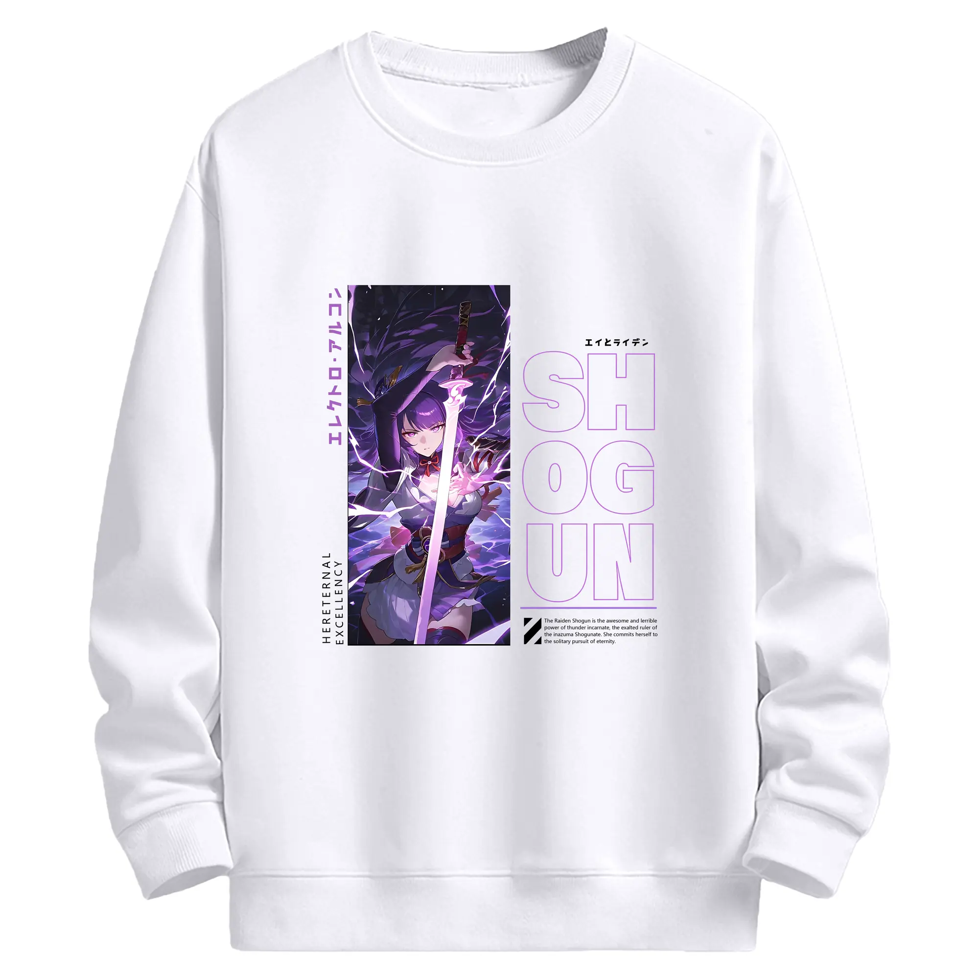 原神 雷電将軍 人気キャラクター 限定デザイン【2025新作】原神 雷電将軍 人気キャラクター 限定デザイン【2025新作】 - 高品質 クルーネック スウェット ・ コットン59％ ポリエステル41％ ・ ユニセックス 長袖 トレーナー ・ カジュアル デイリー スポーツ 散歩用