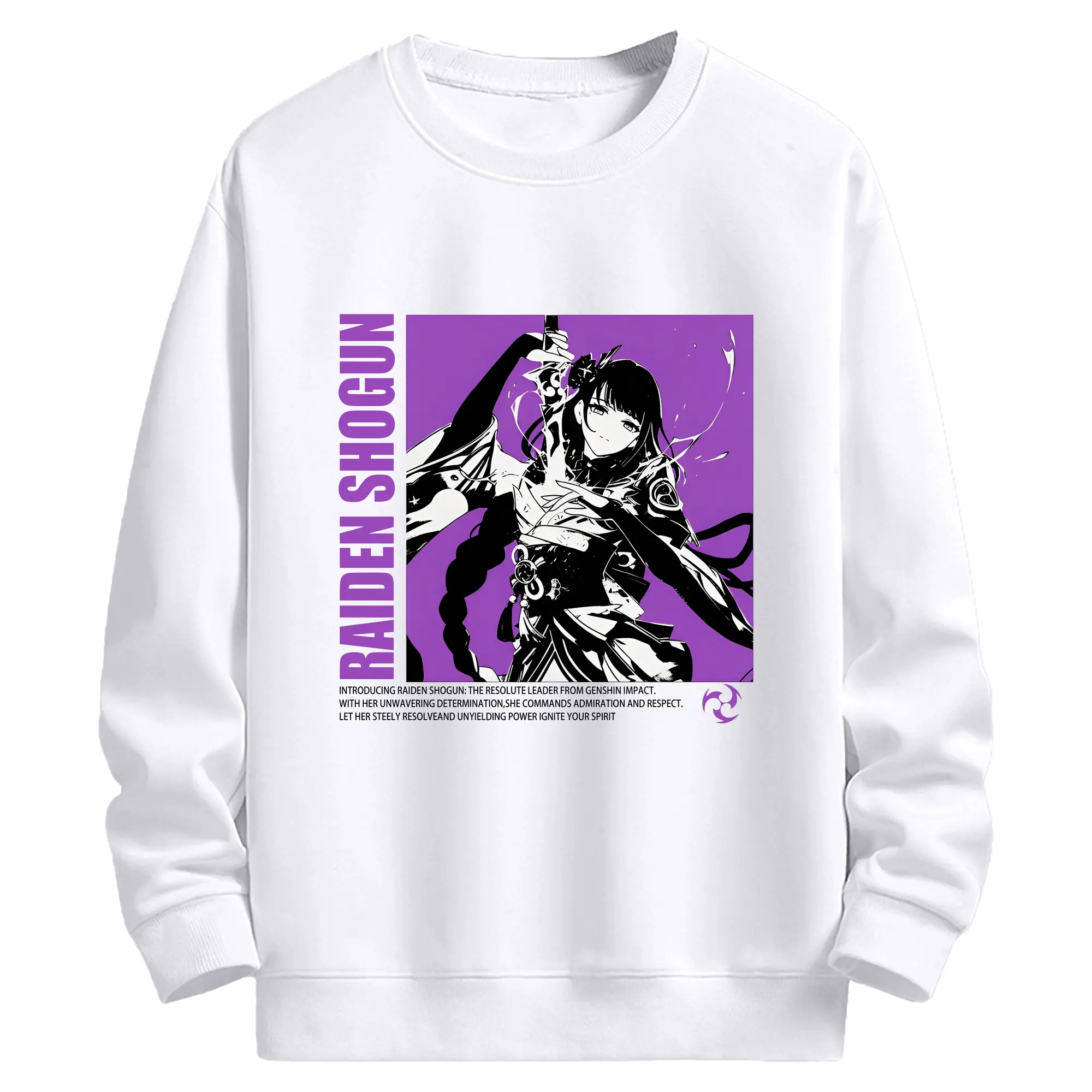 原神 雷電将軍 キャラクターグッズ - 高品質 クルーネック スウェット ・ コットン59％ ポリエステル41％ ・ ユニセックス 長袖 トレーナー ・ カジュアル デイリー スポーツ 散歩用