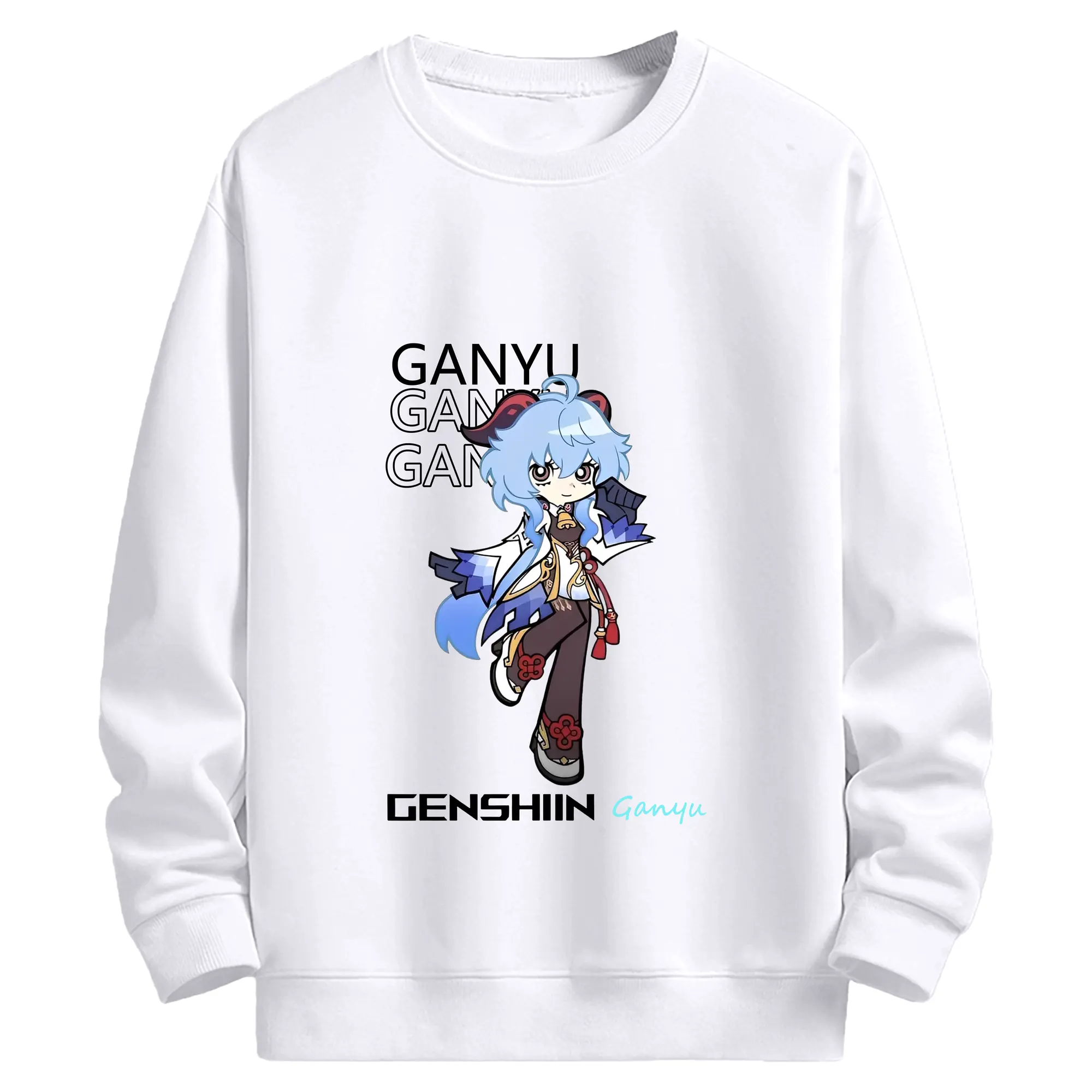 原神 甘雨 2025限定モデル プレミアムデザイン 大人気！ - 高品質 クルーネック スウェット ・ コットン59％ ポリエステル41％ ・ ユニセックス 長袖 トレーナー ・ カジュアル デイリー スポーツ 散歩用