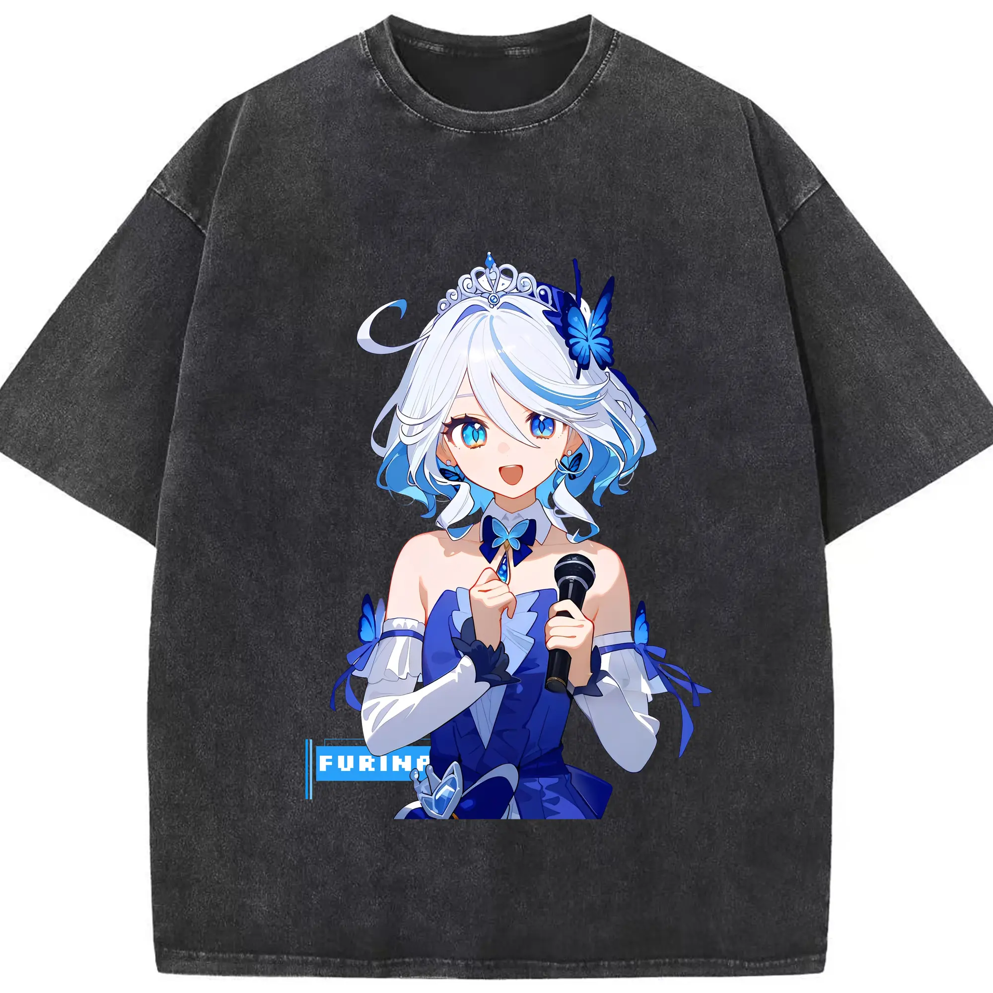 原神 フリーナ キャラクターグッズ - 綿100％ ヴィンテージ風 半袖Tシャツ ・ フロントプリント ・ 柔らか肌触り ・ 通気性 快適 ・ スポーツ カジュアル 外出用