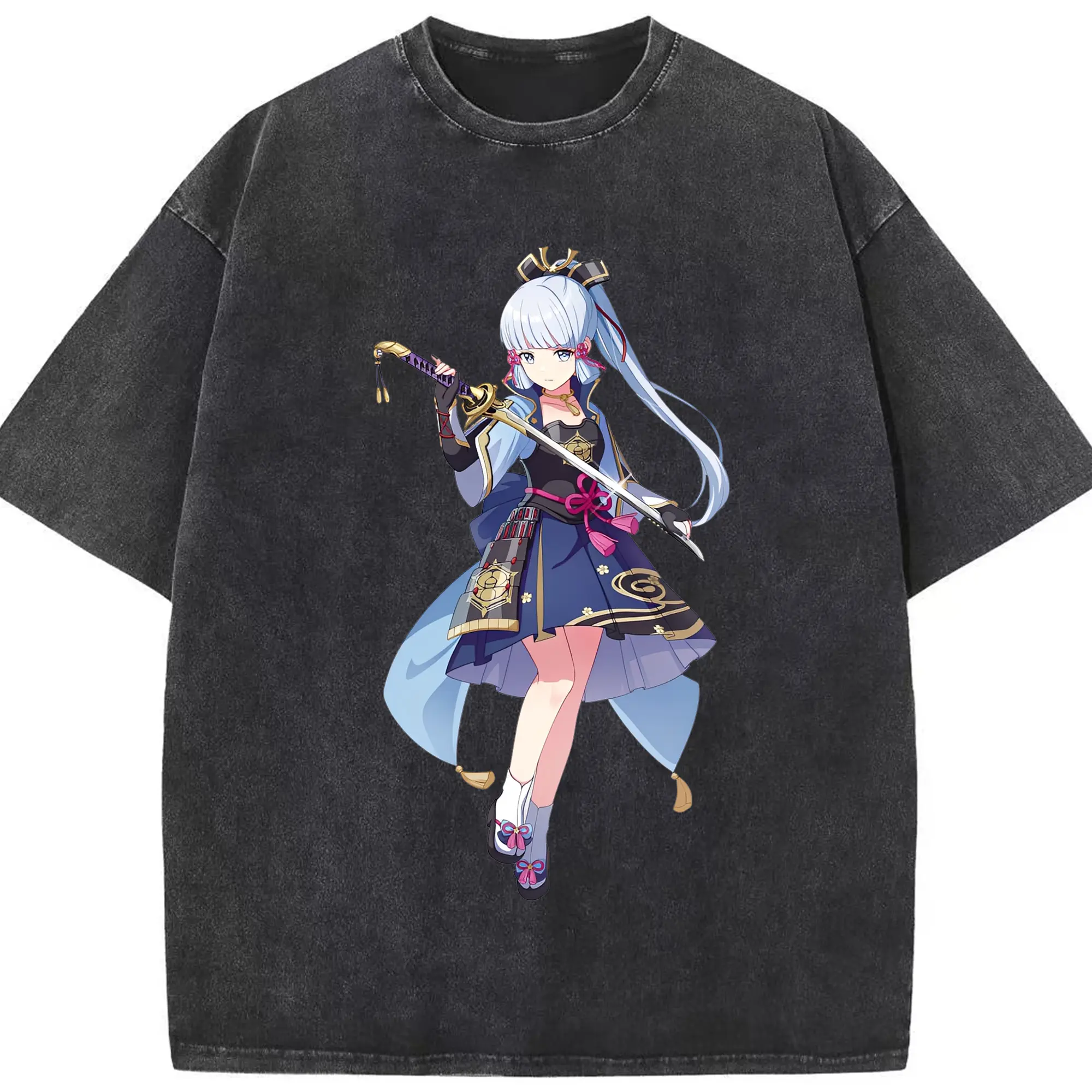 原神 神里綾華  大人気キャラクター  新作ファングッズ - 綿100％ ヴィンテージ風 半袖Tシャツ ・ フロントプリント ・ 柔らか肌触り ・ 通気性 快適 ・ スポーツ カジュアル 外出用