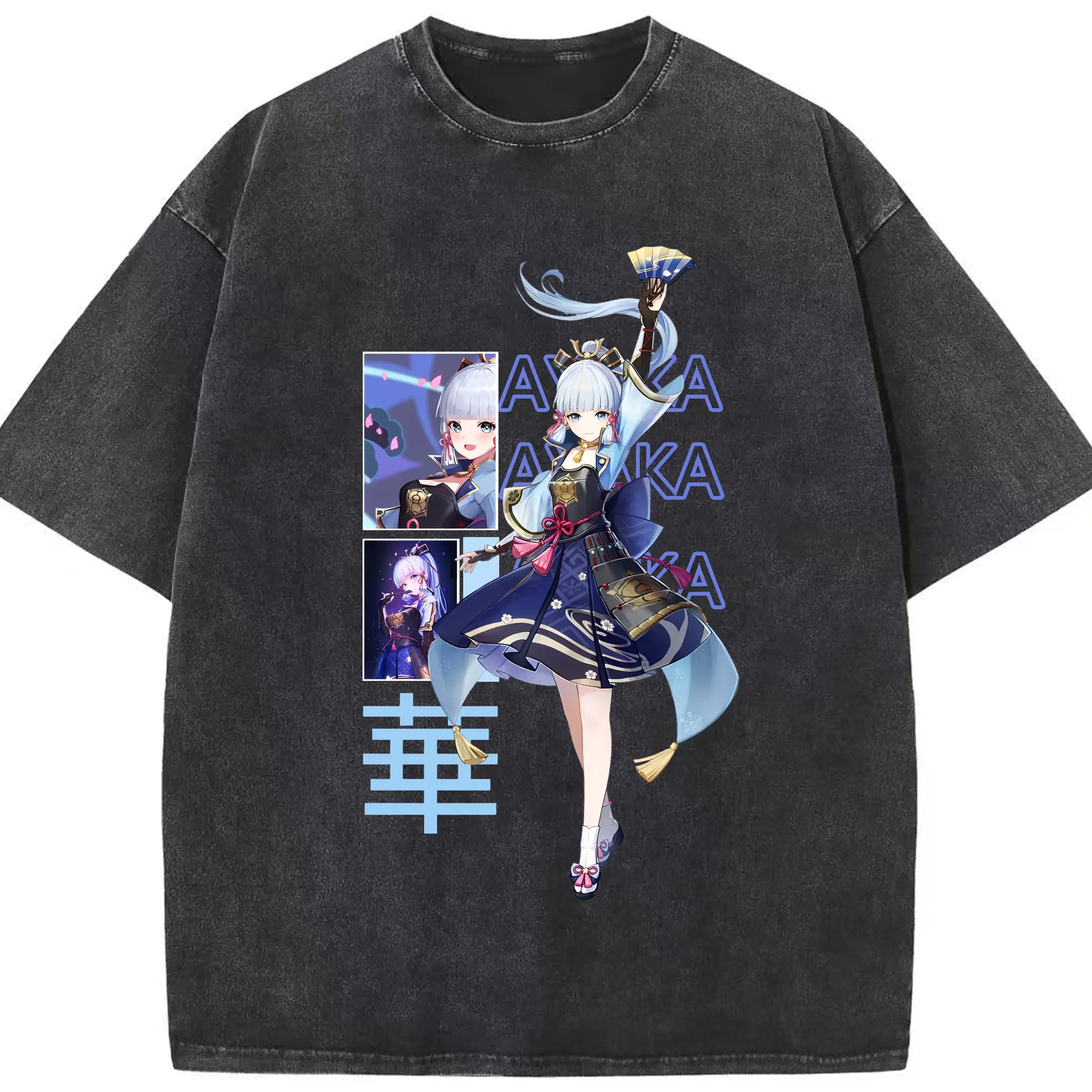 原神 神里綾華 人気キャラクター 限定デザイン【2025年新作】 - 綿100％ ヴィンテージ風 半袖Tシャツ ・ フロントプリント ・ 柔らか肌触り ・ 通気性 快適 ・ スポーツ カジュアル 外出用